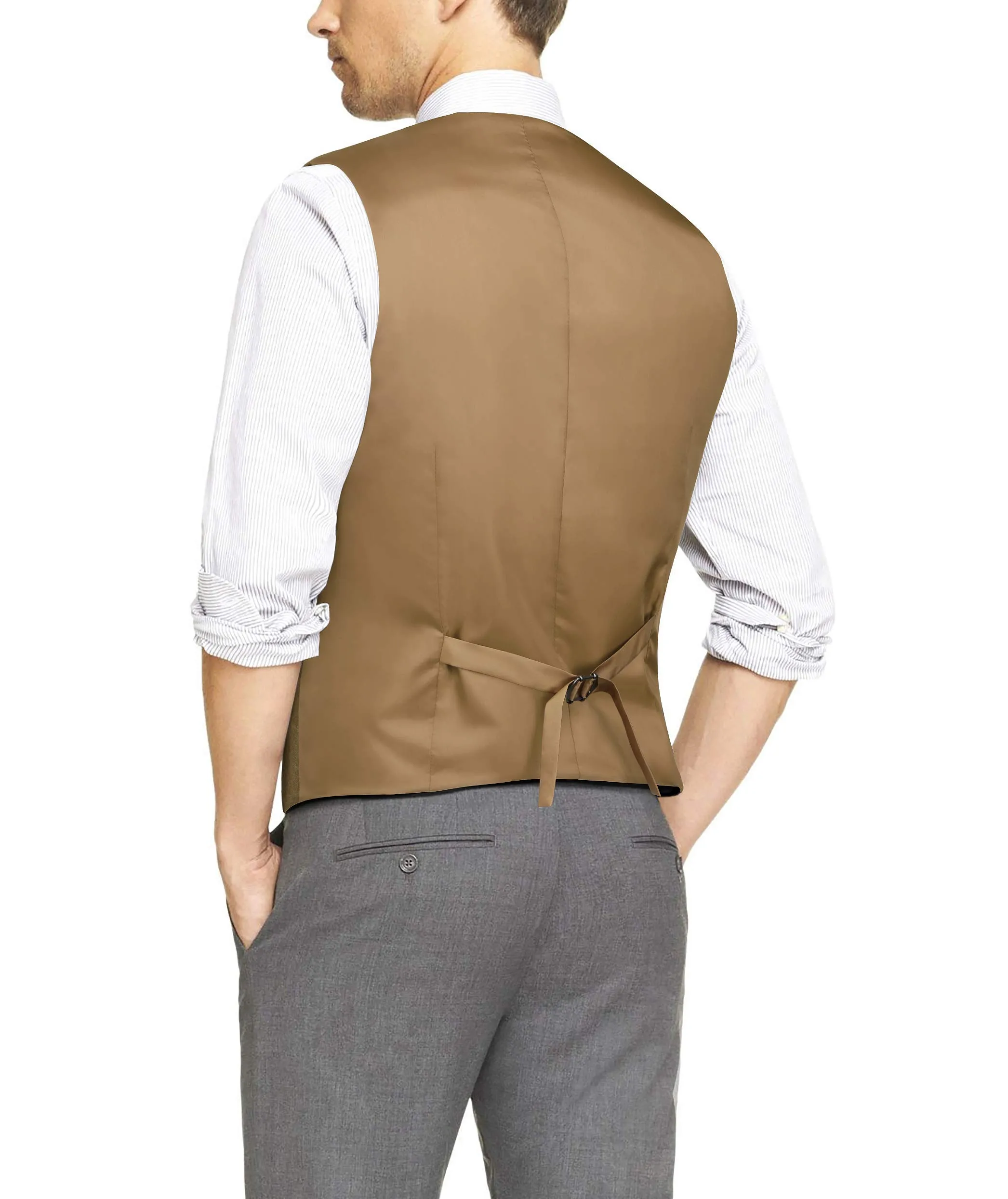 HISDERN Gilet in cotone tinta unita da uomo - immagine 4