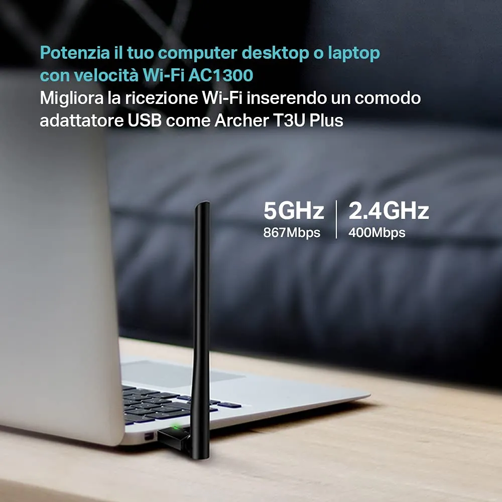 TP-Link Archer T3U Plus USB WiFi Adapter AC1300 High Gain - immagine 3