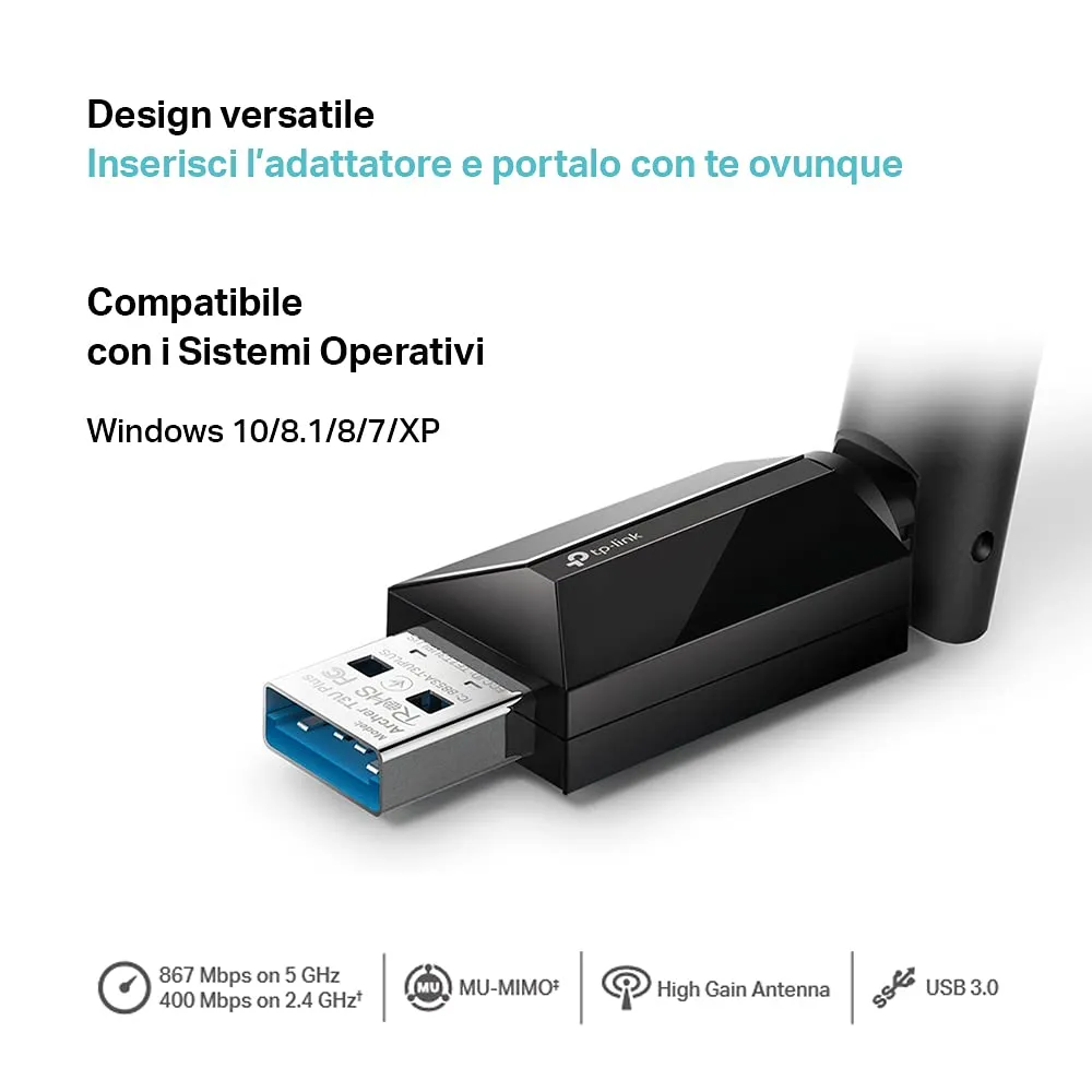 TP-Link Archer T3U Plus USB WiFi Adapter AC1300 High Gain - immagine 4