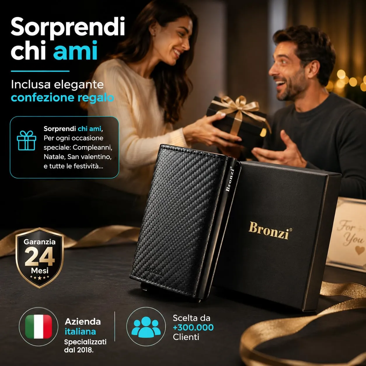 Bronzi Portafoglio Uomo Slim Pop-Up in Fibra di Carbonio con Protezione RFID e Chiusura Magnetica - immagine 7