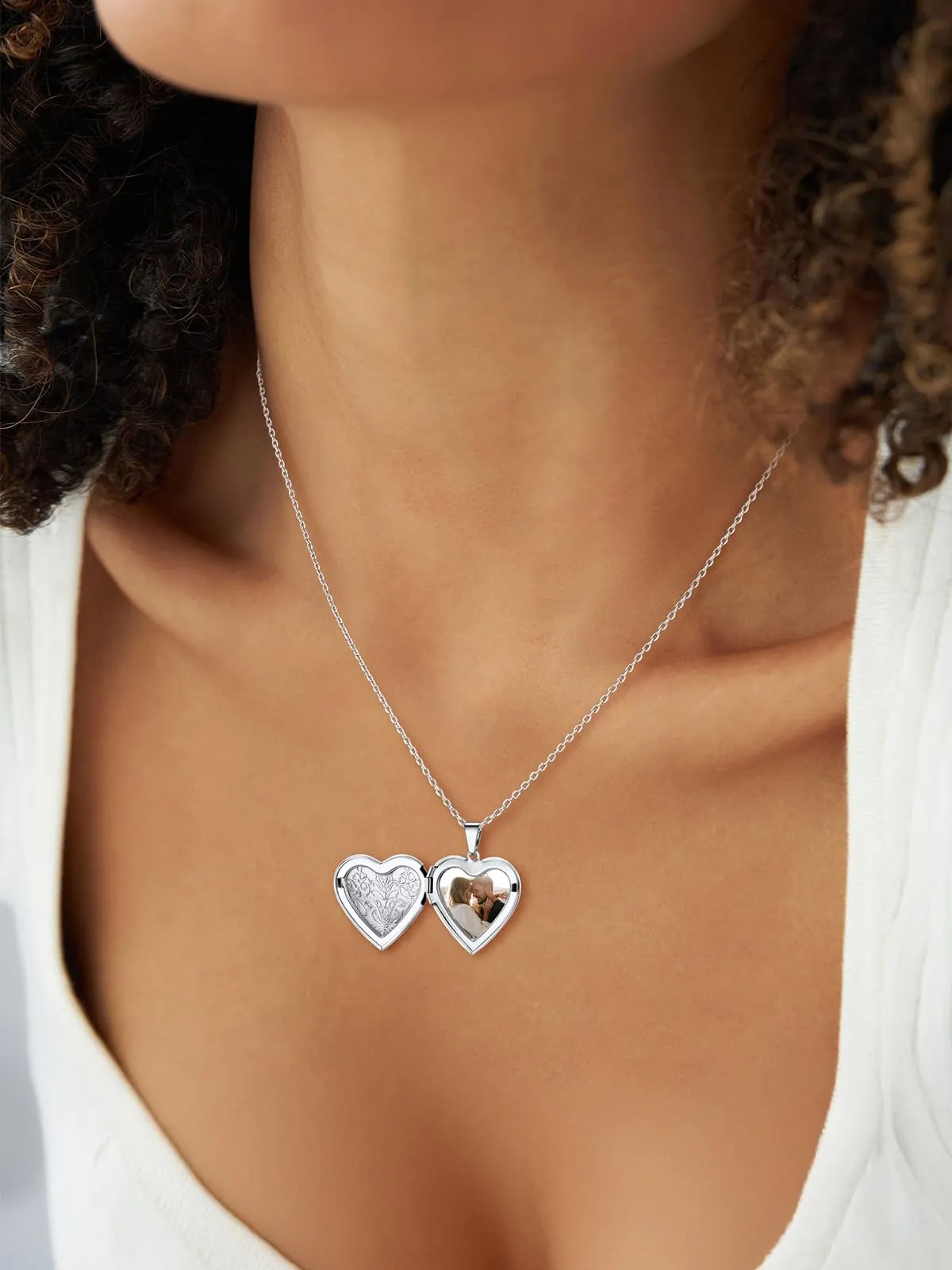 U7 Collana Donna Portafoto Cuore Apribile Fiore Acciaio Inossidabile - immagine 6