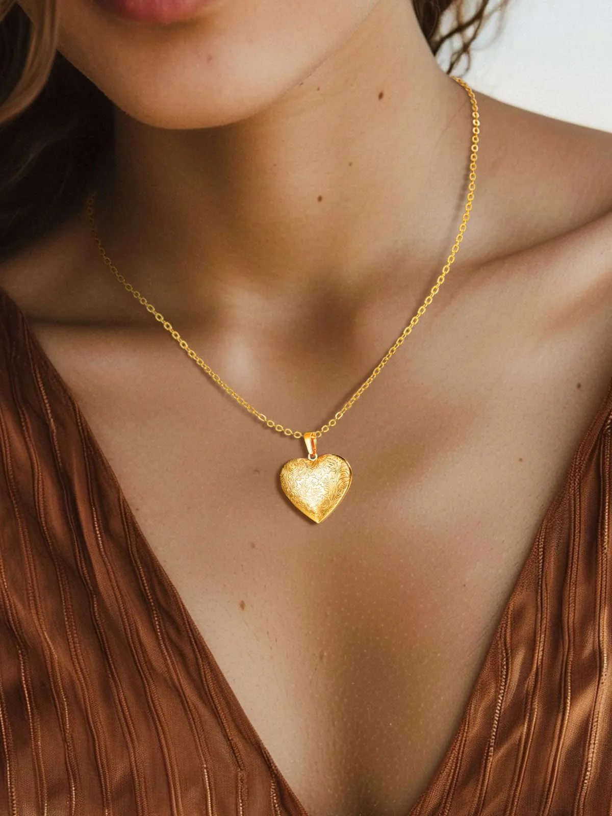 U7 Collana Donna Portafoto Cuore Apribile Fiore Oro Acciaio Inossidabile - immagine 3