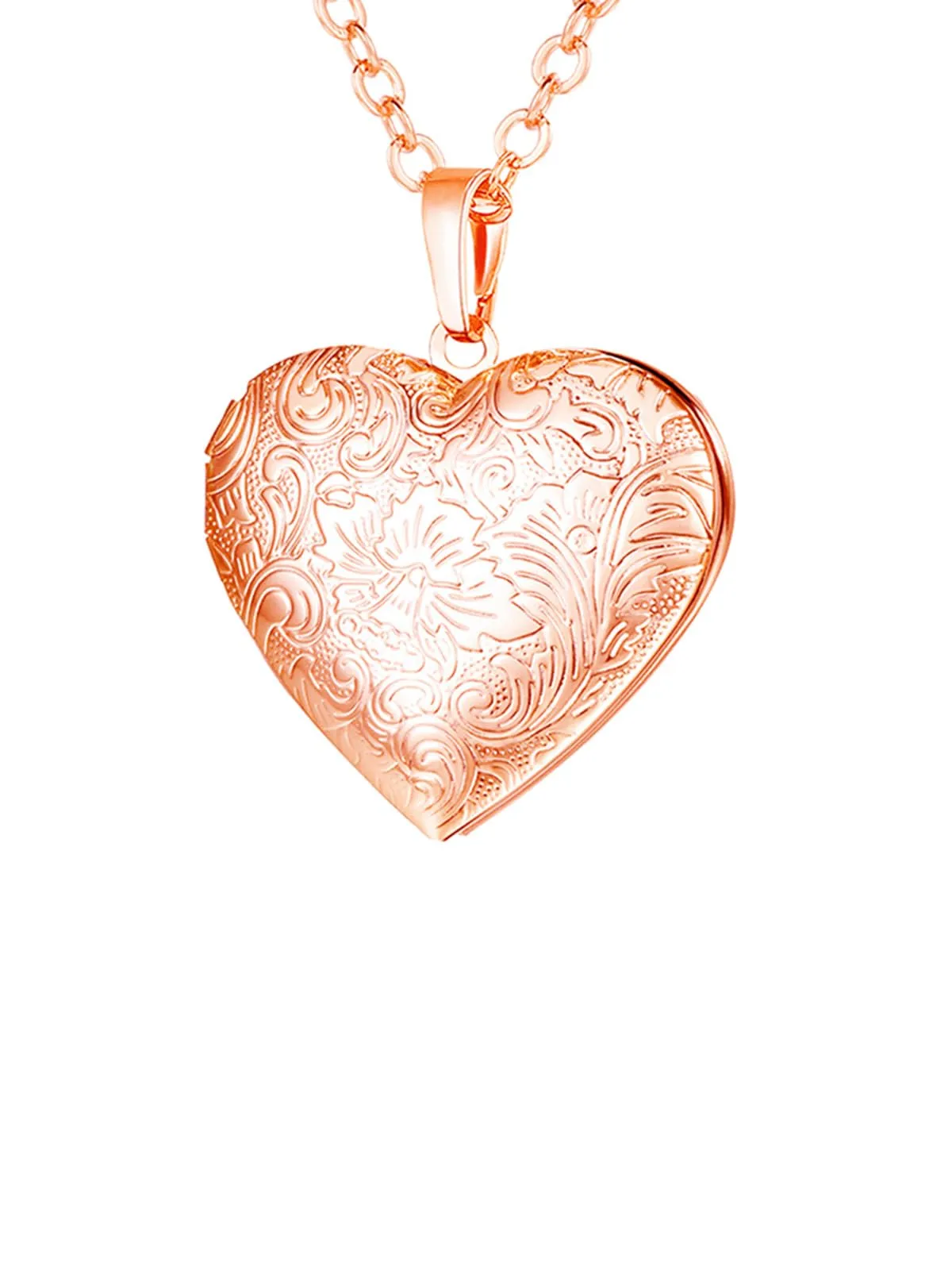U7 Collana Donna Portafoto Cuore Apribile Fiore Rosa Acciaio Inossidabile - immagine 1