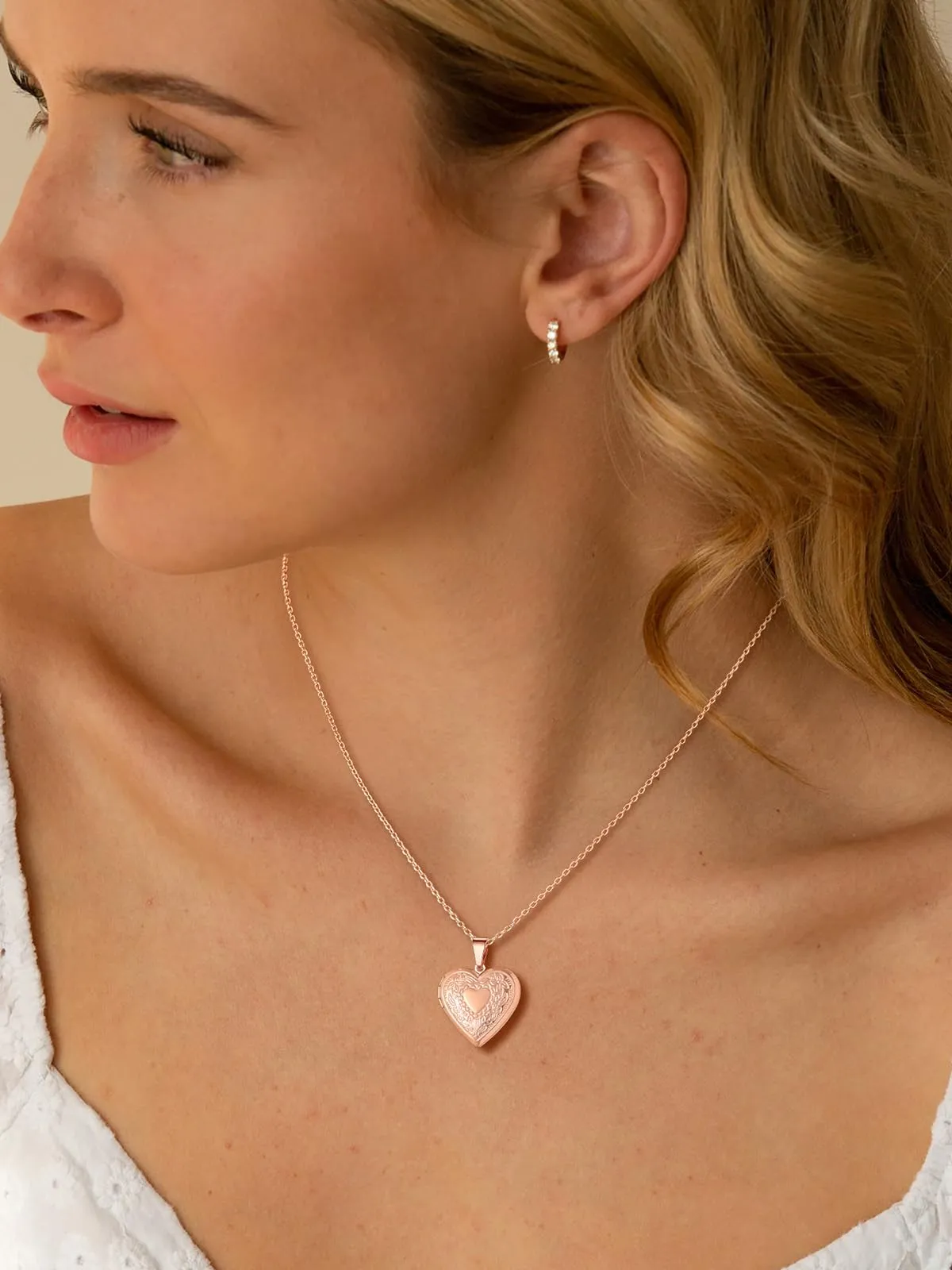 U7 Collana Donna Portafoto Cuore Apribile Fiore Rosa Acciaio Inossidabile - immagine 3