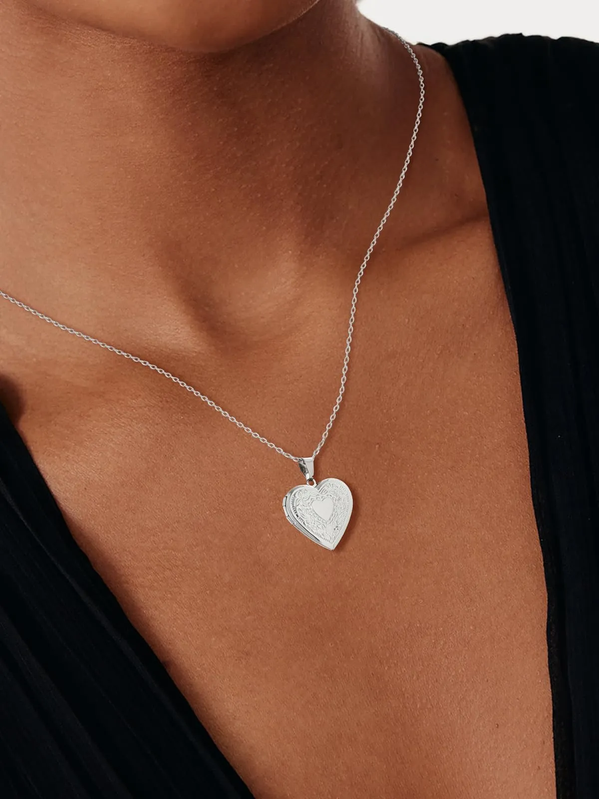 U7 Collana Donna Portafoto Cuore Apribile Fiore Acciaio Inossidabile - immagine 4