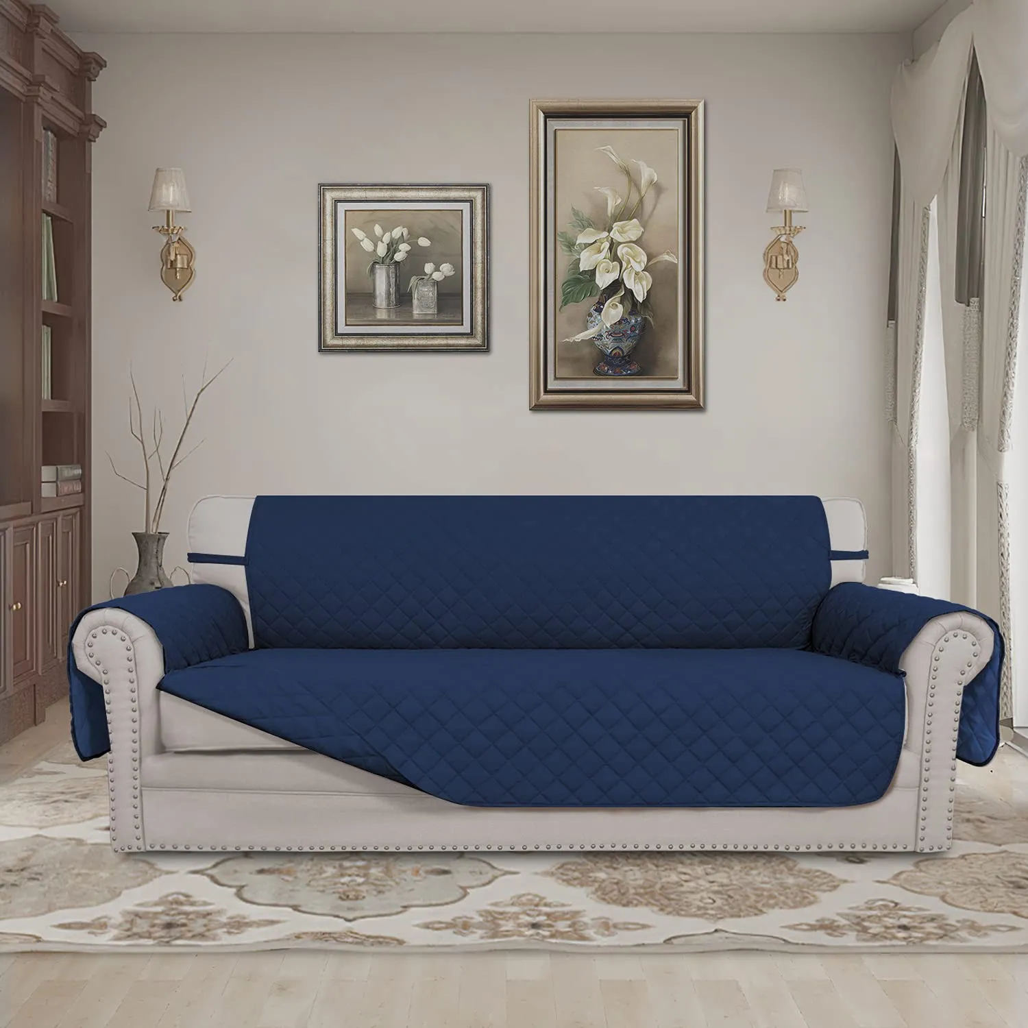 Easy-Going Copridivano Reversibile Impermeabile per Divano a 3 Cuscini, Blu Navy - immagine 2