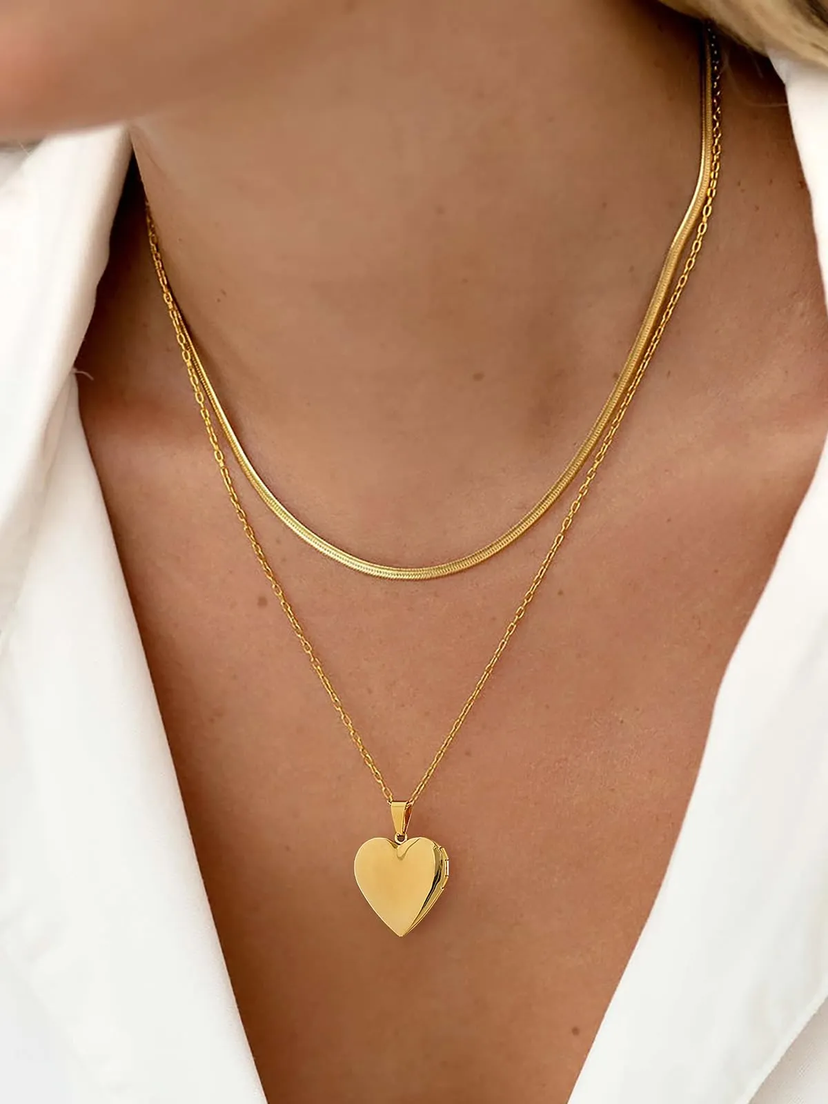 U7 Collana con Foto Personalizzata, Medaglione Portafoto a Cuore in Acciaio Inossidabile 316L, Oro 14K - immagine 2
