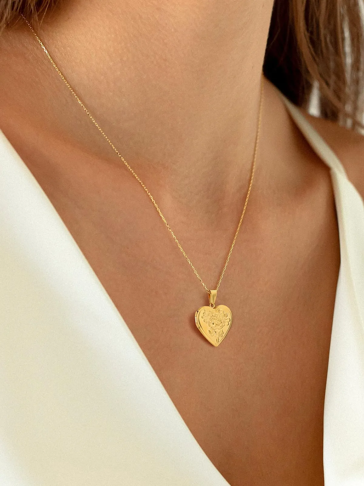 U7 Collana Donna Portafoto Cuore Apribile Fiore Rosa Oro Acciaio Inossidabile - immagine 3