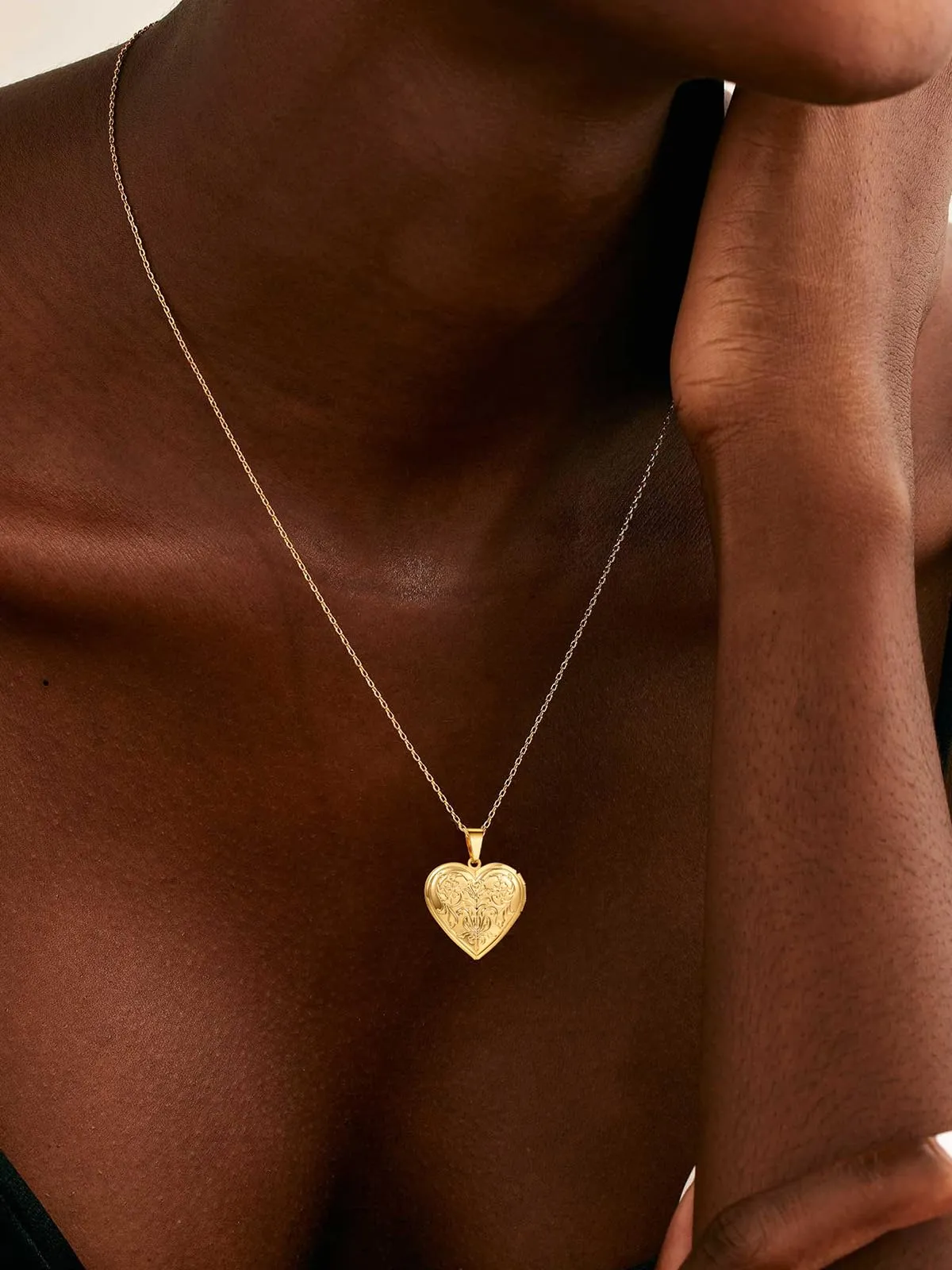 U7 Collana Donna Portafoto Cuore Apribile Fiore Oro Acciaio Inossidabile - immagine 3