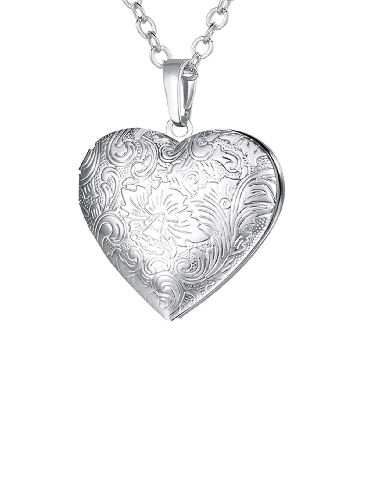 U7 Collana Donna Portafoto Cuore Apribile Fiore in Acciaio Inossidabile - immagine 1