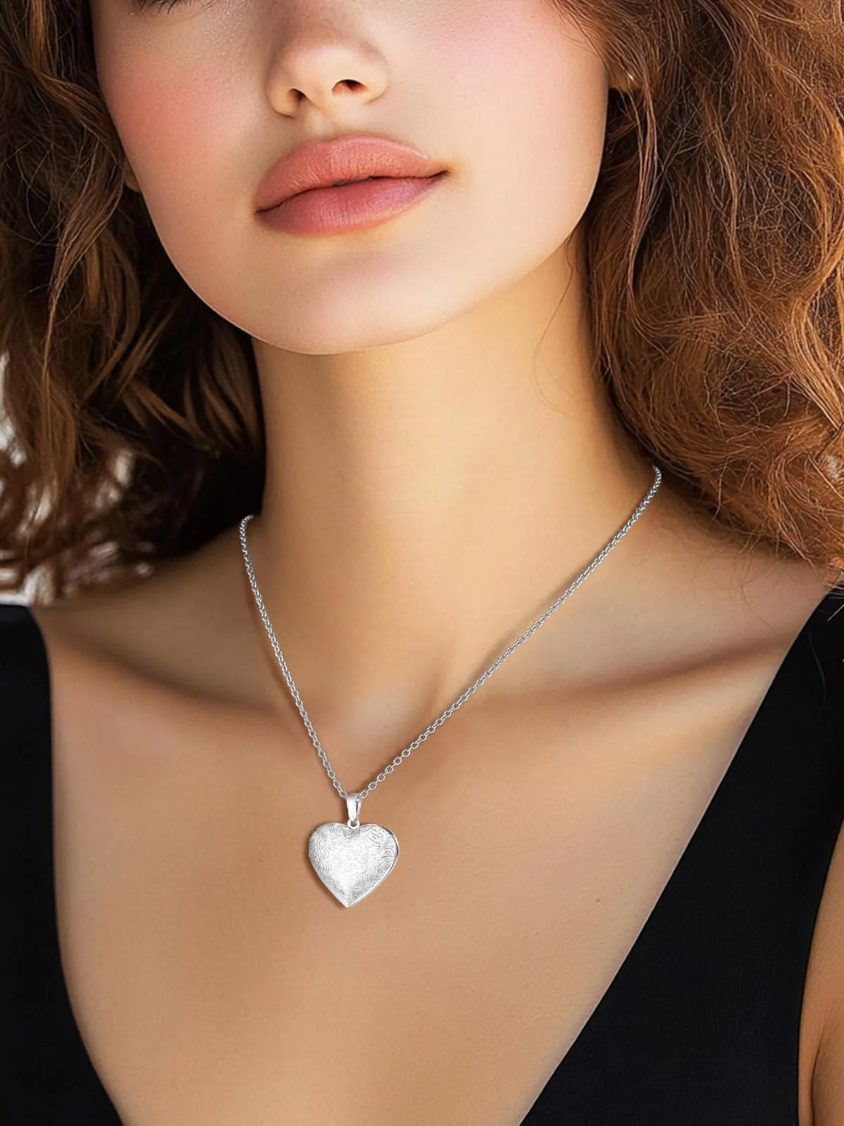 U7 Collana Donna Portafoto Cuore Apribile Fiore in Acciaio Inossidabile - immagine 2