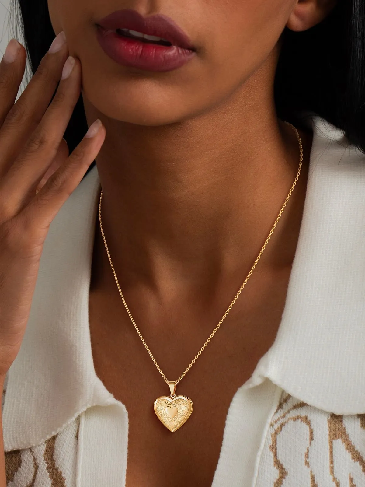 U7 Collana Donna Portafoto Cuore Apribile Fiore Oro Acciaio Inossidabile - immagine 3
