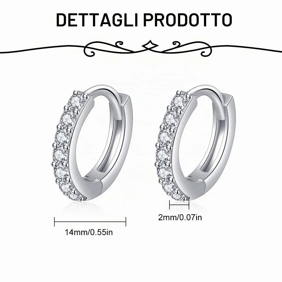 LuLiyLdJ Orecchini a cerchio in argento da donna, 3 paia, 10 mm, ipoallergenici - immagine 2