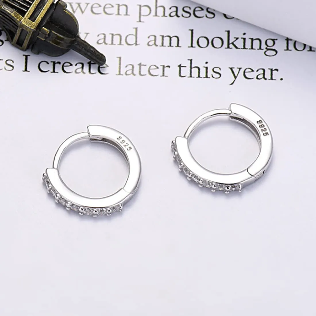 LuLiyLdJ Orecchini a cerchio in argento da donna, 3 paia, 10 mm, ipoallergenici - immagine 4