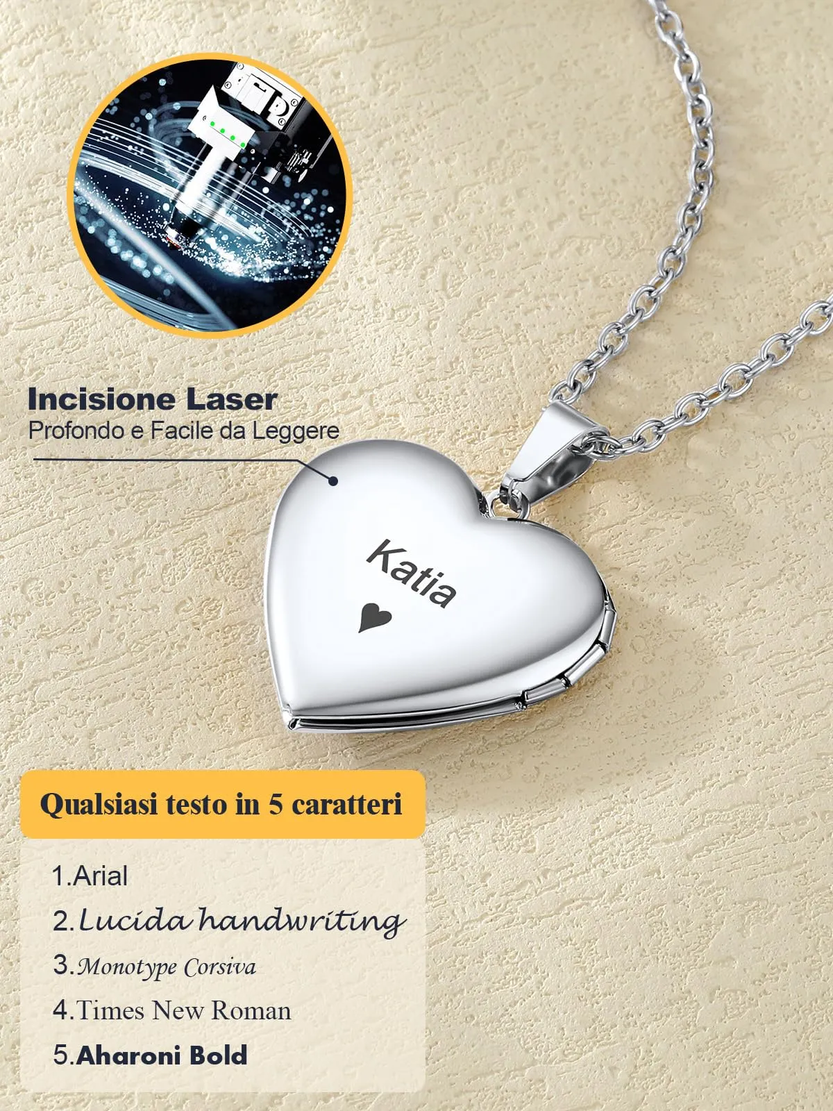 U7 Collana con Foto Personalizzata Cuore Apribile in Acciaio Inossidabile - immagine 6
