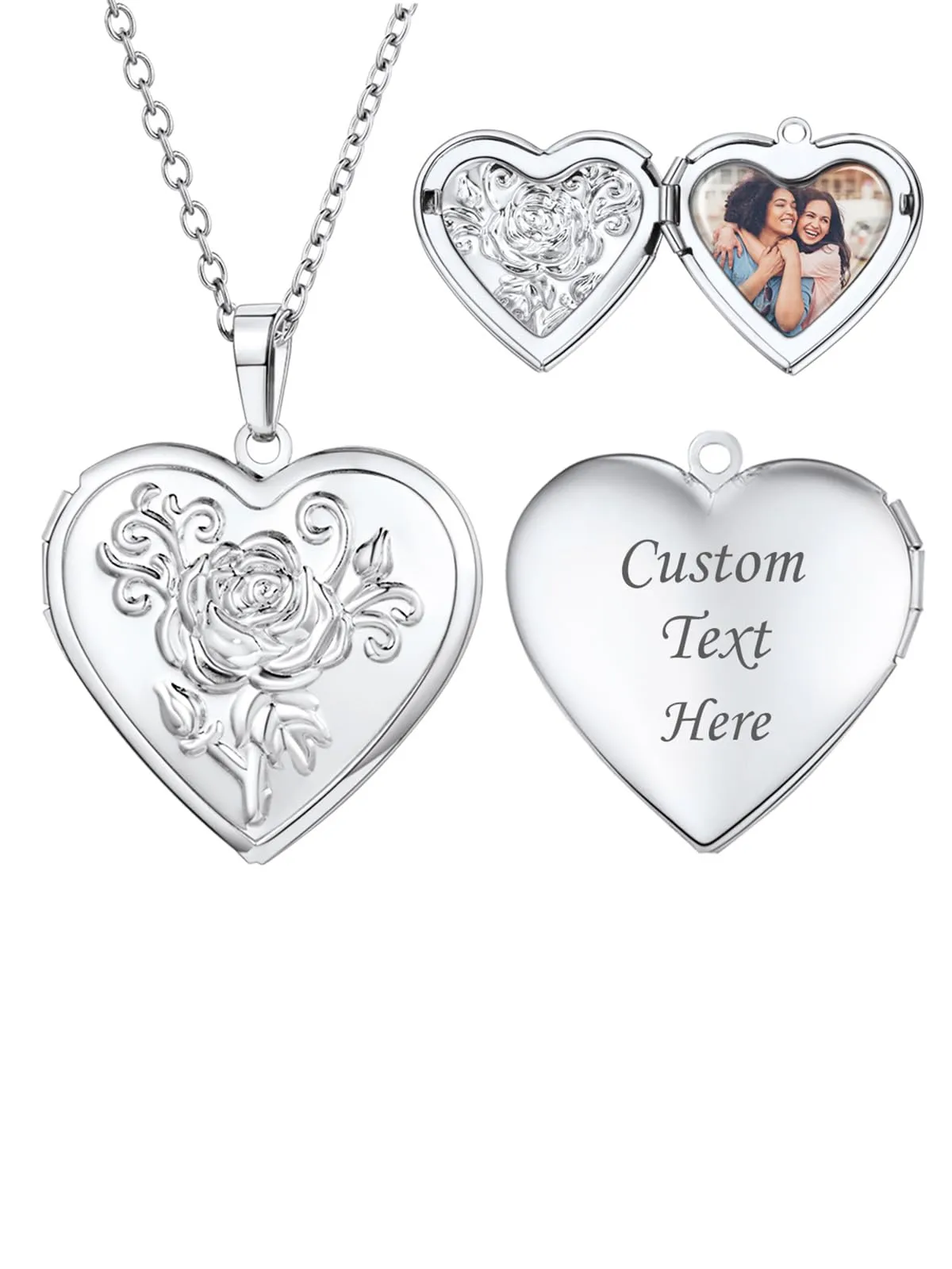 U7 Collana con Foto Personalizzata Cuore Apribile in Acciaio Inossidabile - immagine 1