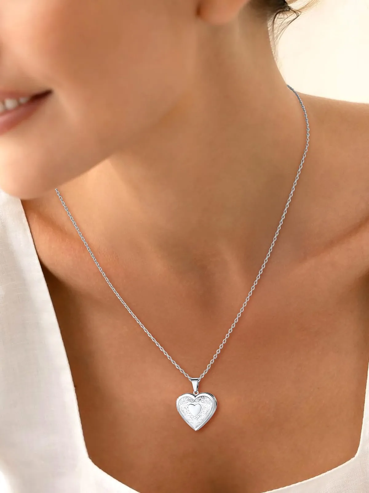 U7 Collana con Foto Personalizzata Cuore Apribile in Acciaio Inossidabile 316L, 50 cm - immagine 3