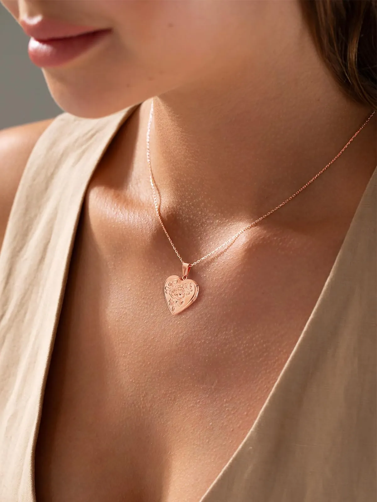 U7 Collana con Foto Personalizzata Cuore in Acciaio Inossidabile, Oro Rosa - immagine 2