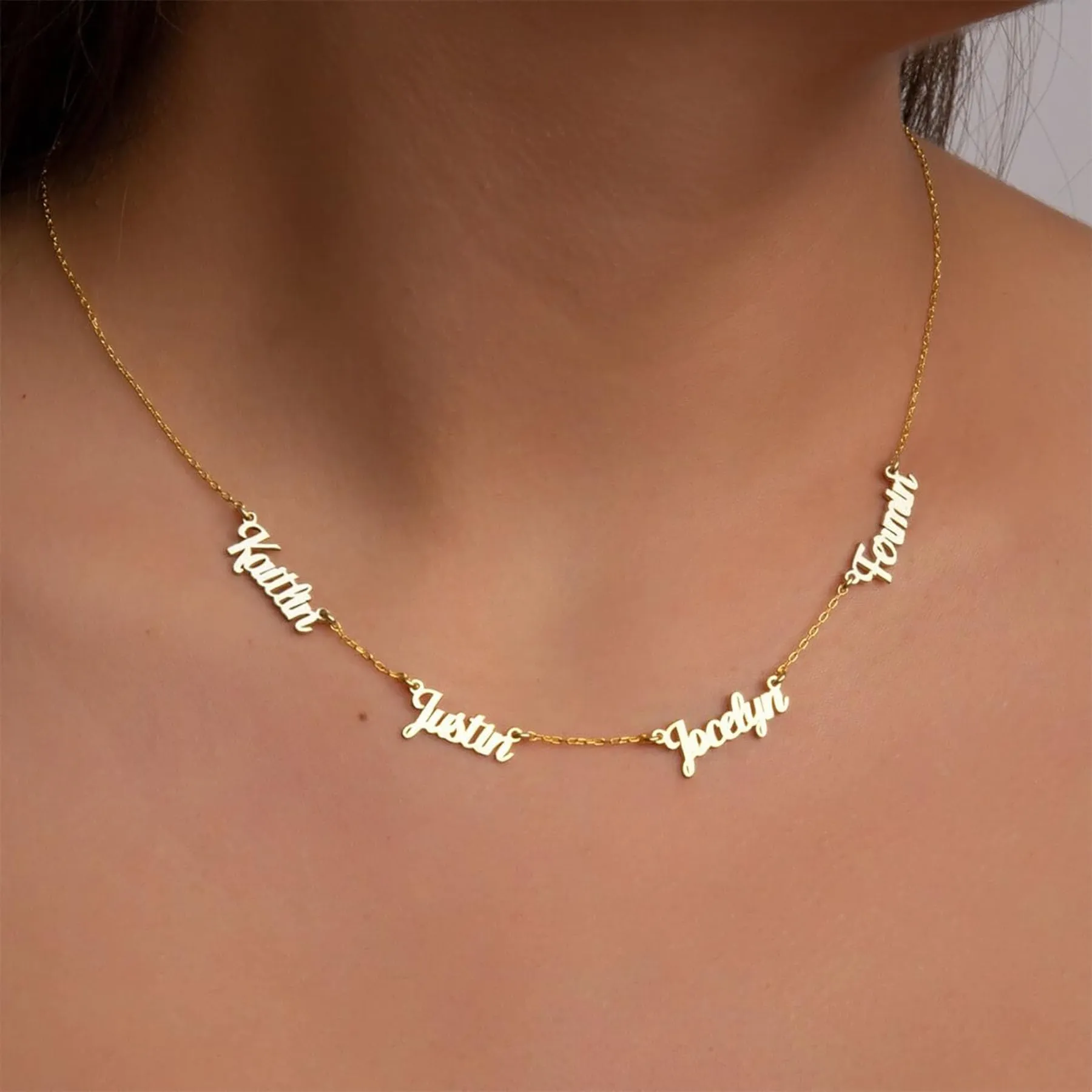 Kiddo Sky Collana con Nome Personalizzata, Catena Barbazzale, Placcata in Oro 18 Carati (4 Nomi) - immagine 3