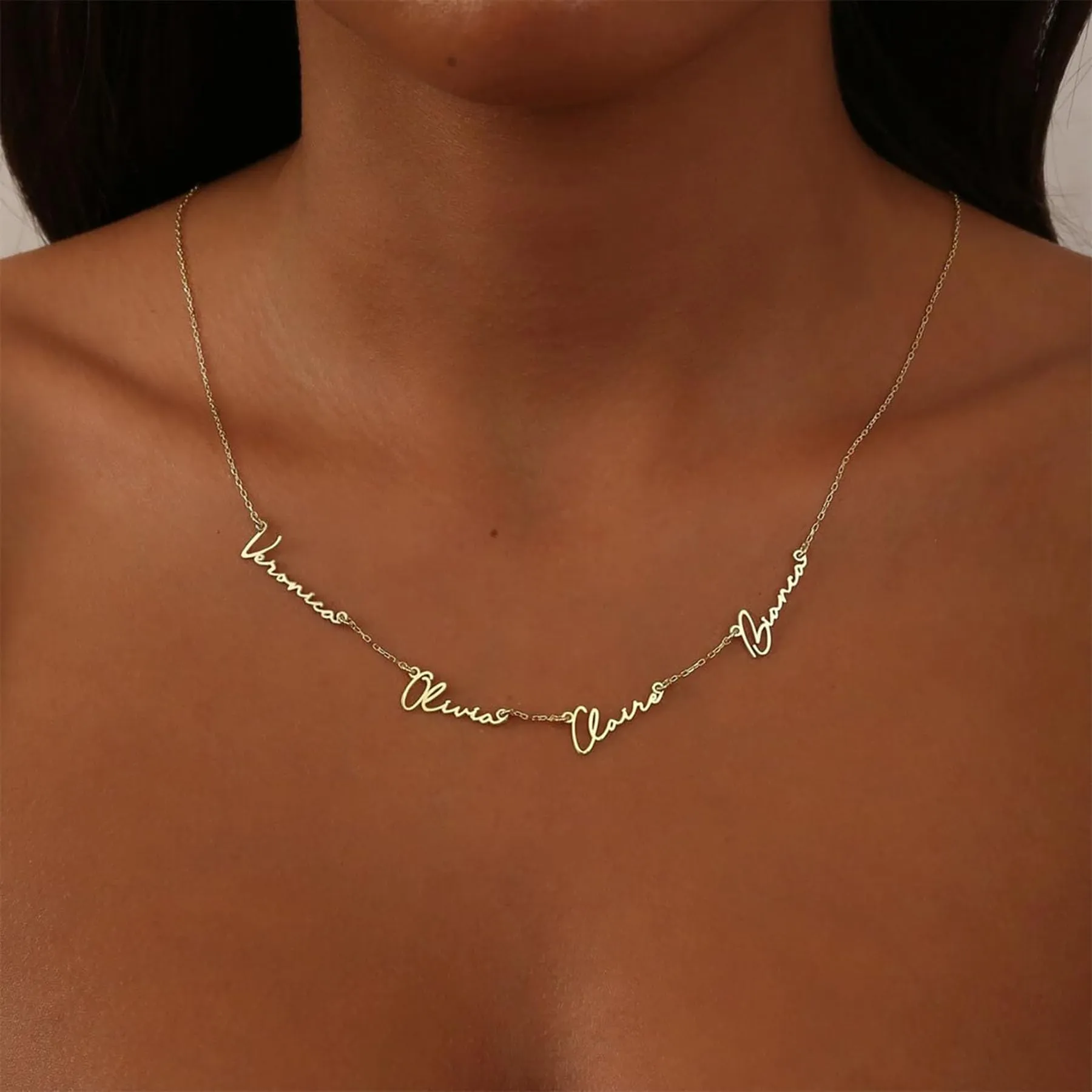 Kiddo Sky Collana con Nome Personalizzata, Catena Barbazzale, Placcata in Oro 18 Carati (4 Nomi) - immagine 4