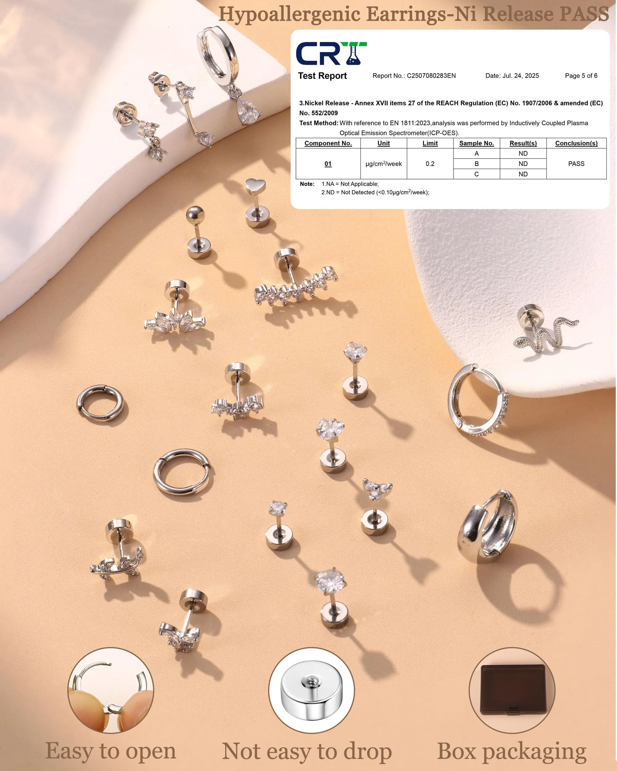 LOLIAS Set Piercing Orecchio in Acciaio Chirurgico, 20 Pezzi, Argento - immagine 5