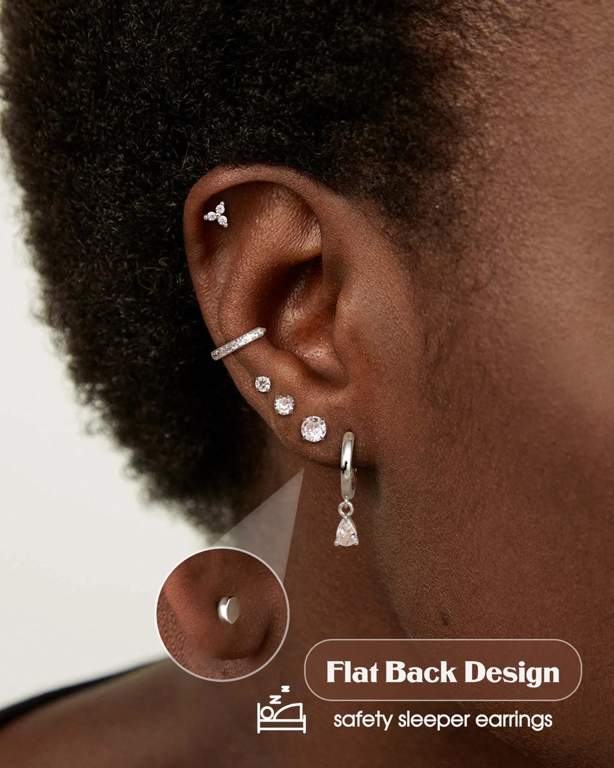 LOLIAS Set Piercing Orecchio in Acciaio Chirurgico, 20 Pezzi, Argento - immagine 8