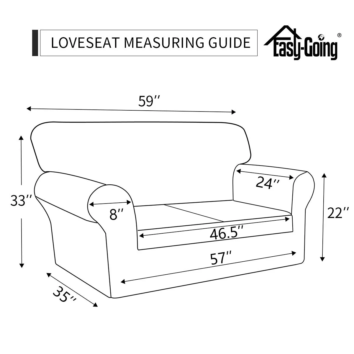 Easy-Going Copridivano Impermeabile per Divanetto a 2 Cuscini, Tessuto Antiscivolo con Tasca, Sabbia - immagine 6
