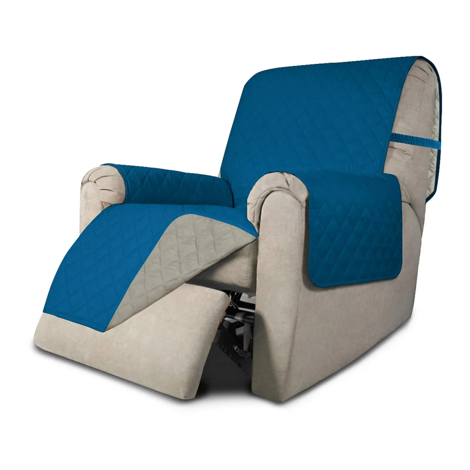 Easy-Going Copridivano Reclinabile Reversibile Impermeabile, Blu Pavone e Beige - immagine 1