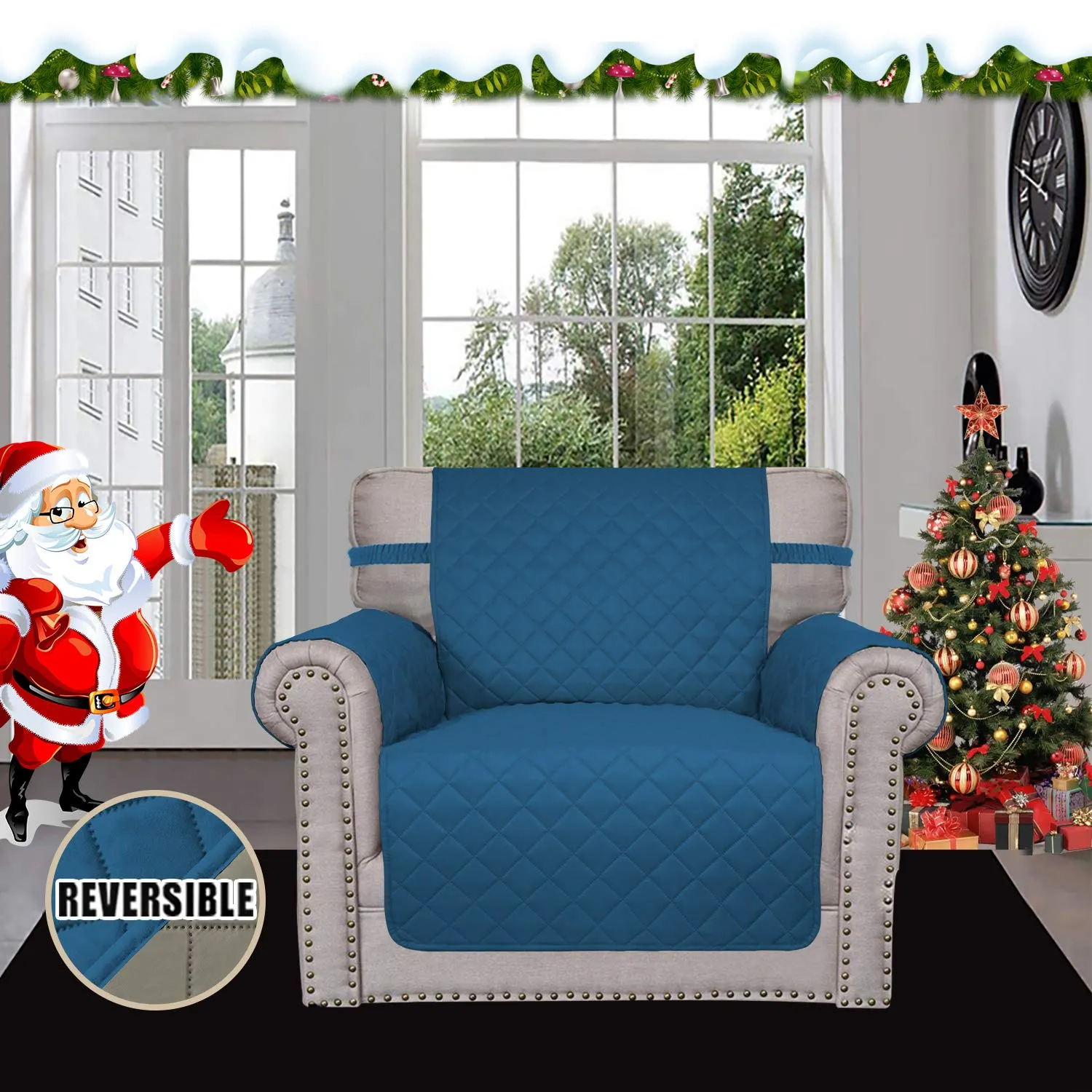 Easy-Going Fodera Reversibile Protettiva per Poltrona, Resistente all'Acqua, Blu - immagine 2