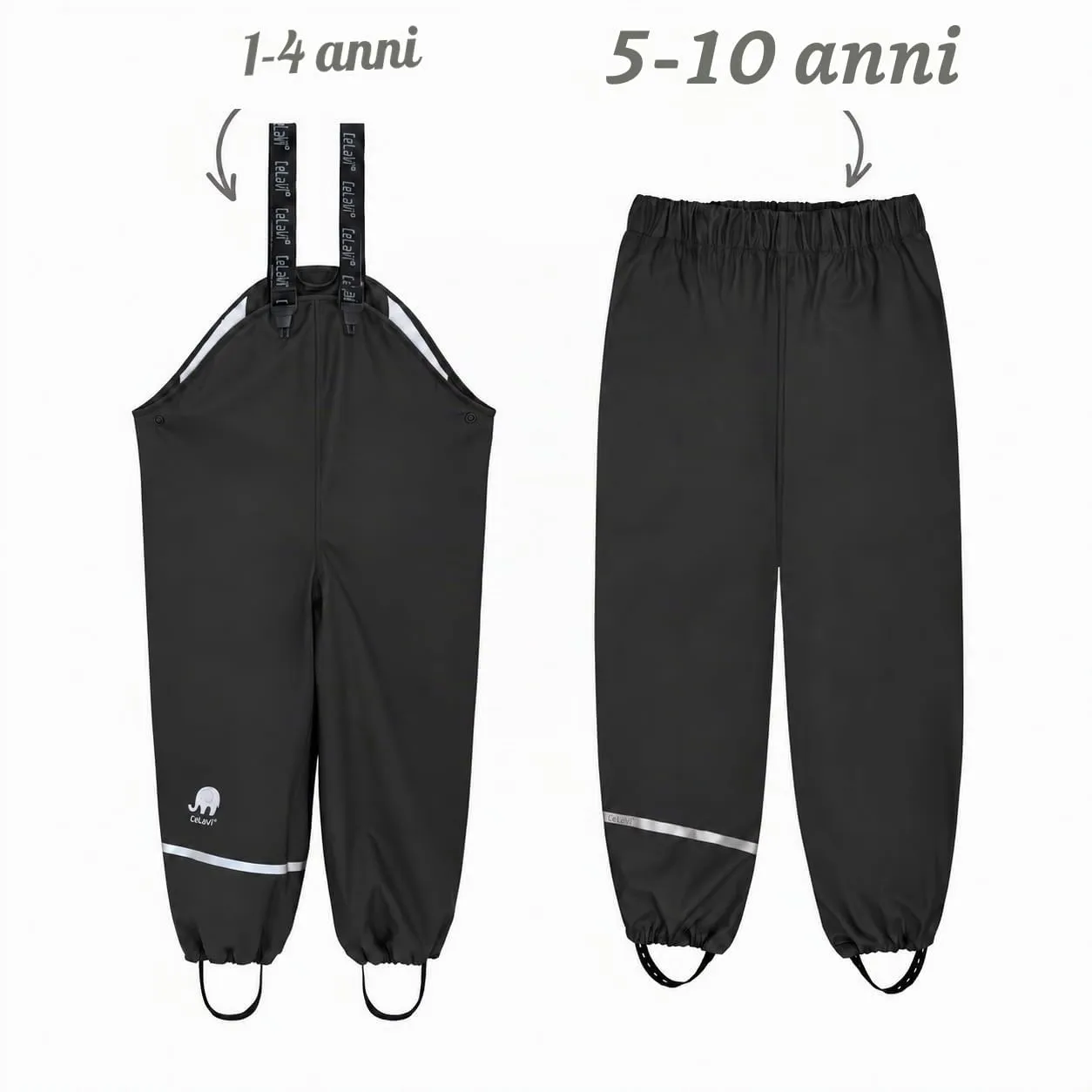Celavi Pantaloni Impermeabili Bambino, Nero, 98 cm - immagine 4