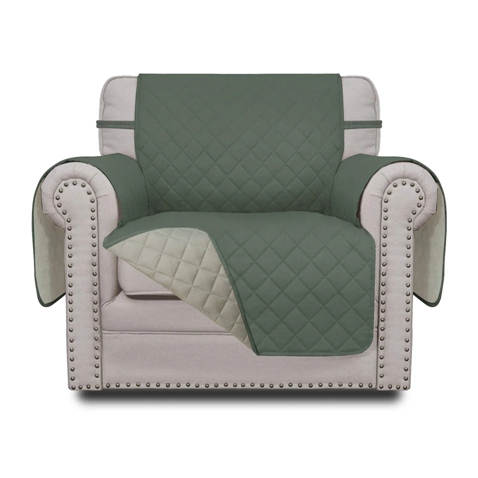 Easy-Going Copridivano Reversibile Impermeabile Verde Grigiastro/Beige - immagine 1