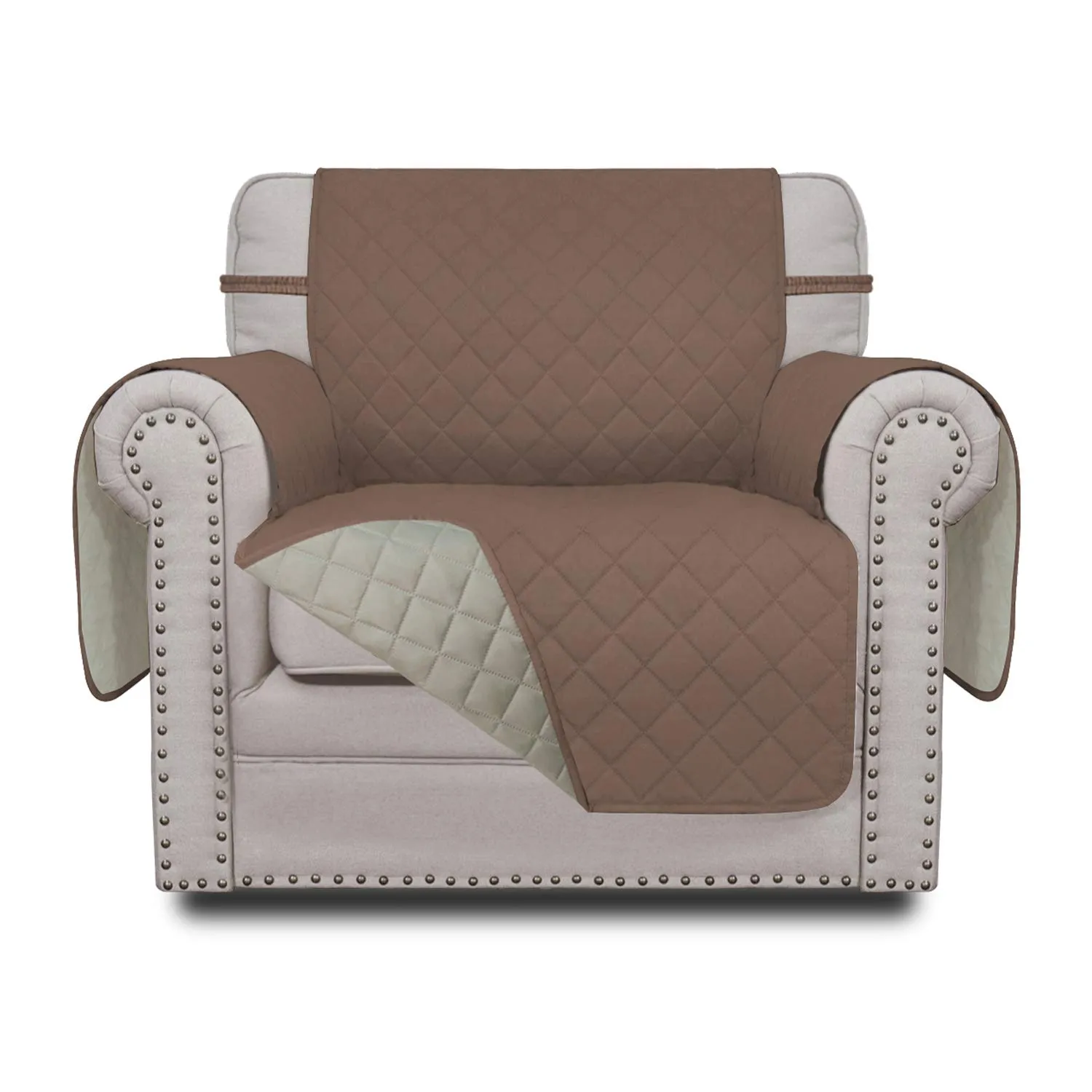 Easy-Going Copridivano Reversibile Impermeabile per Sedia, Marrone/Beige - immagine 1