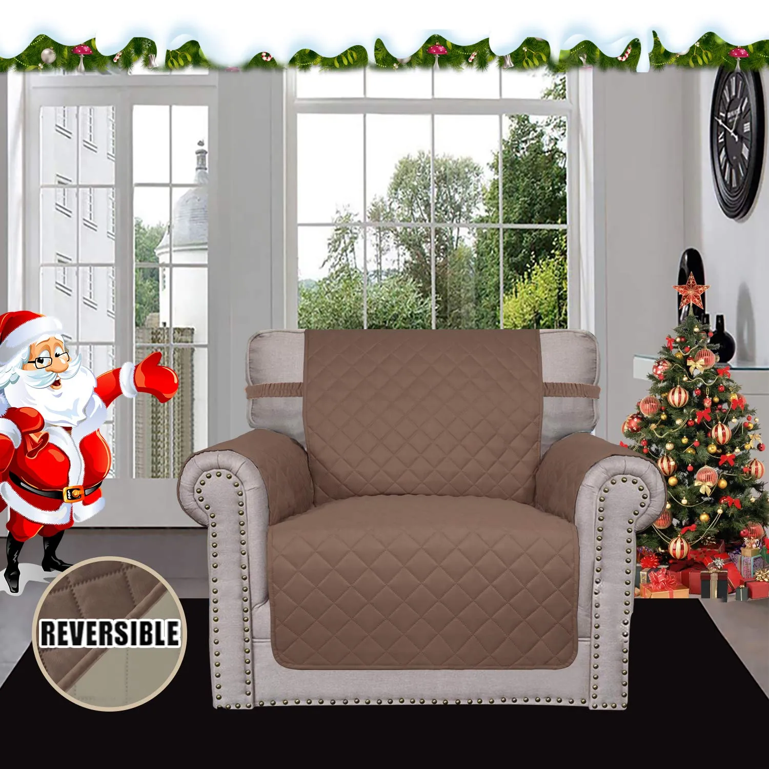 Easy-Going Copridivano Reversibile Impermeabile per Sedia, Marrone/Beige - immagine 2