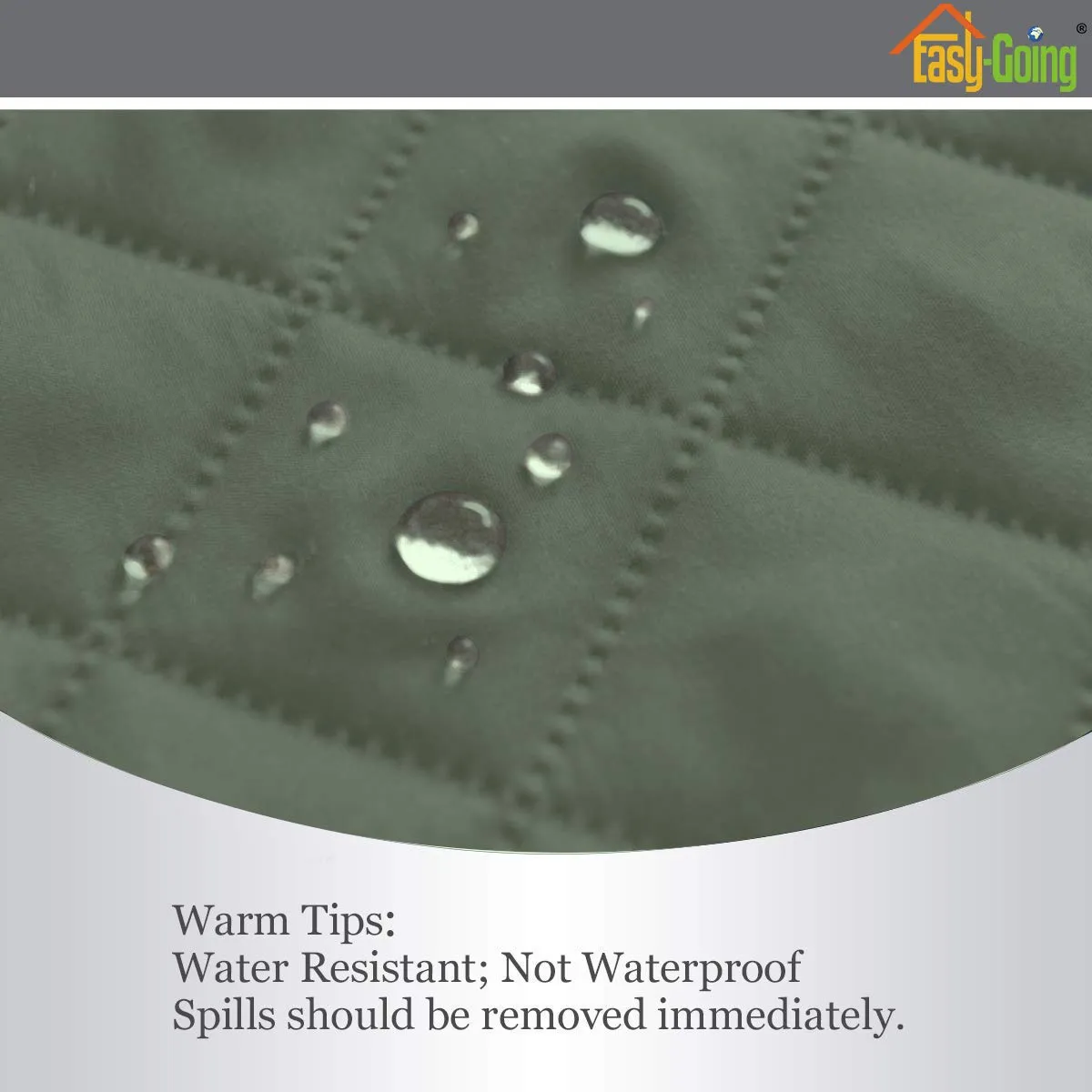 Easy-Going Copridivano Reversibile Impermeabile con Cinghie Elastiche e Bastoncini in Schiuma, Verde Grigiastro/Beige, per Divano - immagine 4