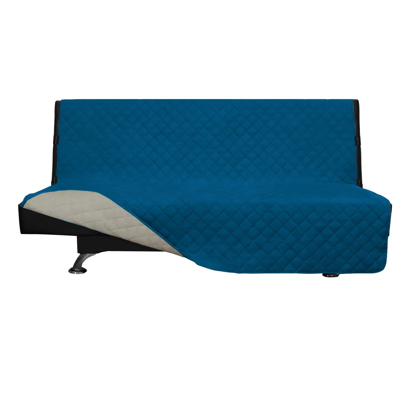 Easy-Going Futon Copridivano Reversibile Resistente all'Acqua, Blu Pavone/Beige - immagine 1