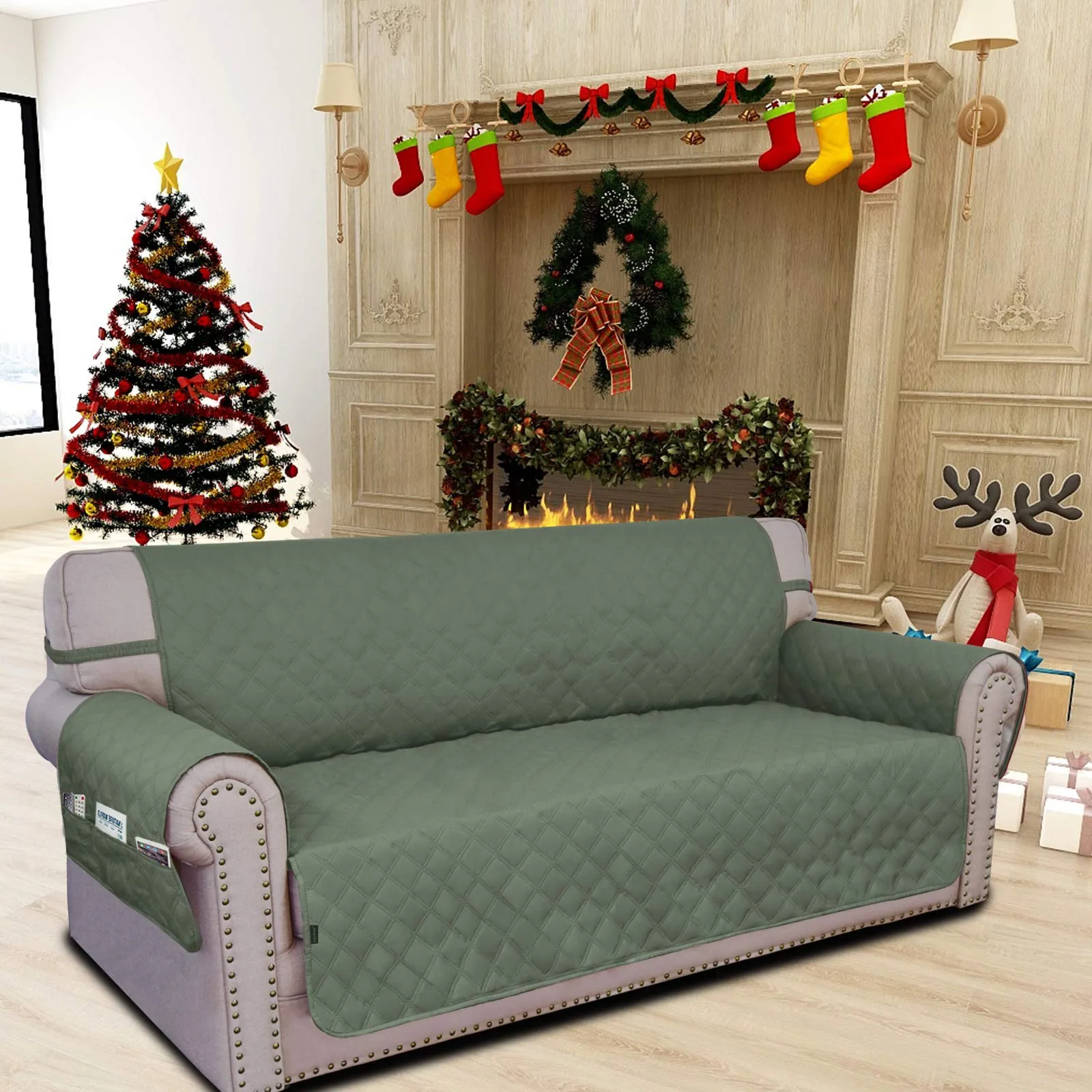 Easy-Going Copridivano Impermeabile Antiscivolo per Animali Domestici e Bambini, Lavabile, Verde Grigiastro - immagine 2