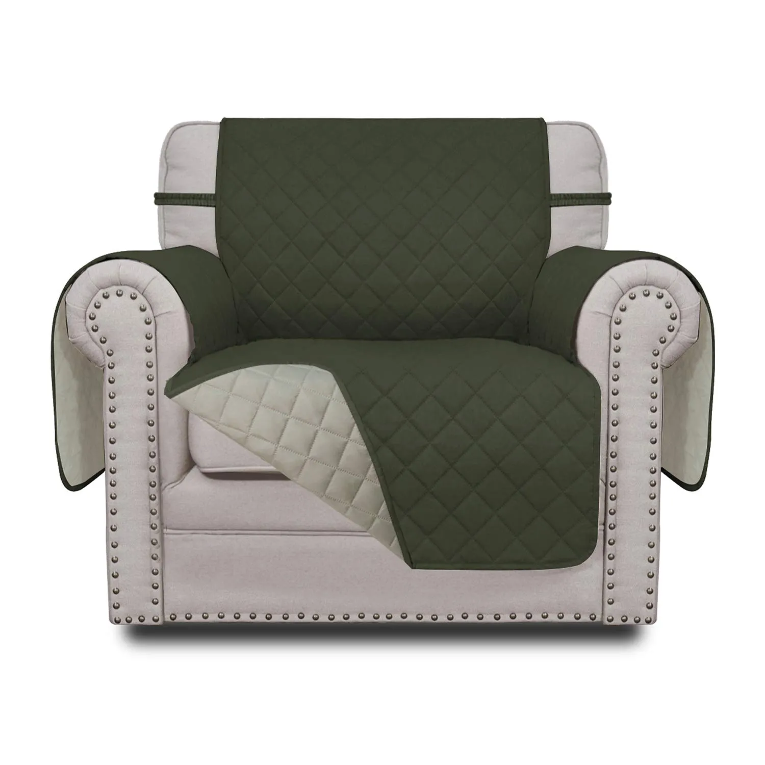 Easy-Going Copridivano Reversibile Resistente all'Acqua per Sedia, Verde Militare - immagine 1