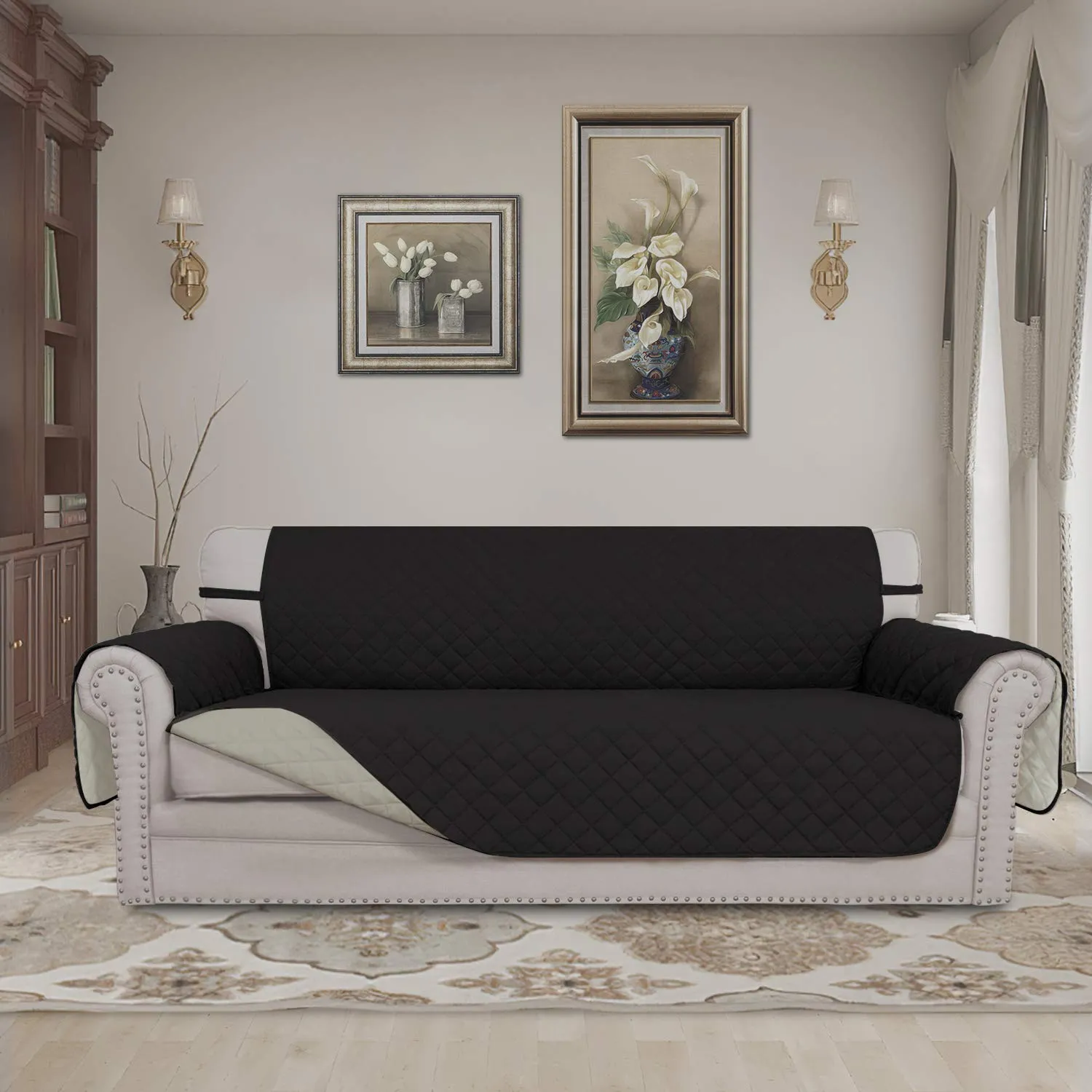Easy-Going Copridivano Reversibile per Divano a 3 Cuscini, Grande, Nero - immagine 2