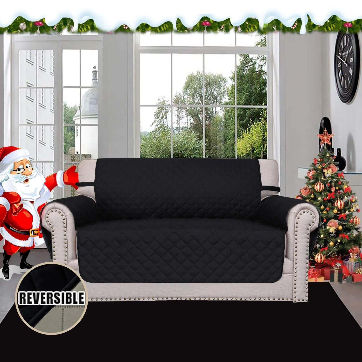 Easy-Going Copridivano Reversibile Loveseat Impermeabile per Cani, Nero/Beige - immagine 2