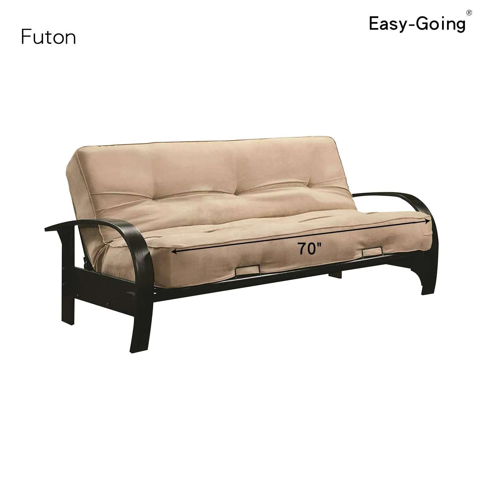 Easy-Going Copridivano Reversibile per Futon senza Braccioli, Impermeabile, Cioccolato/Beige, 70'' - immagine 7