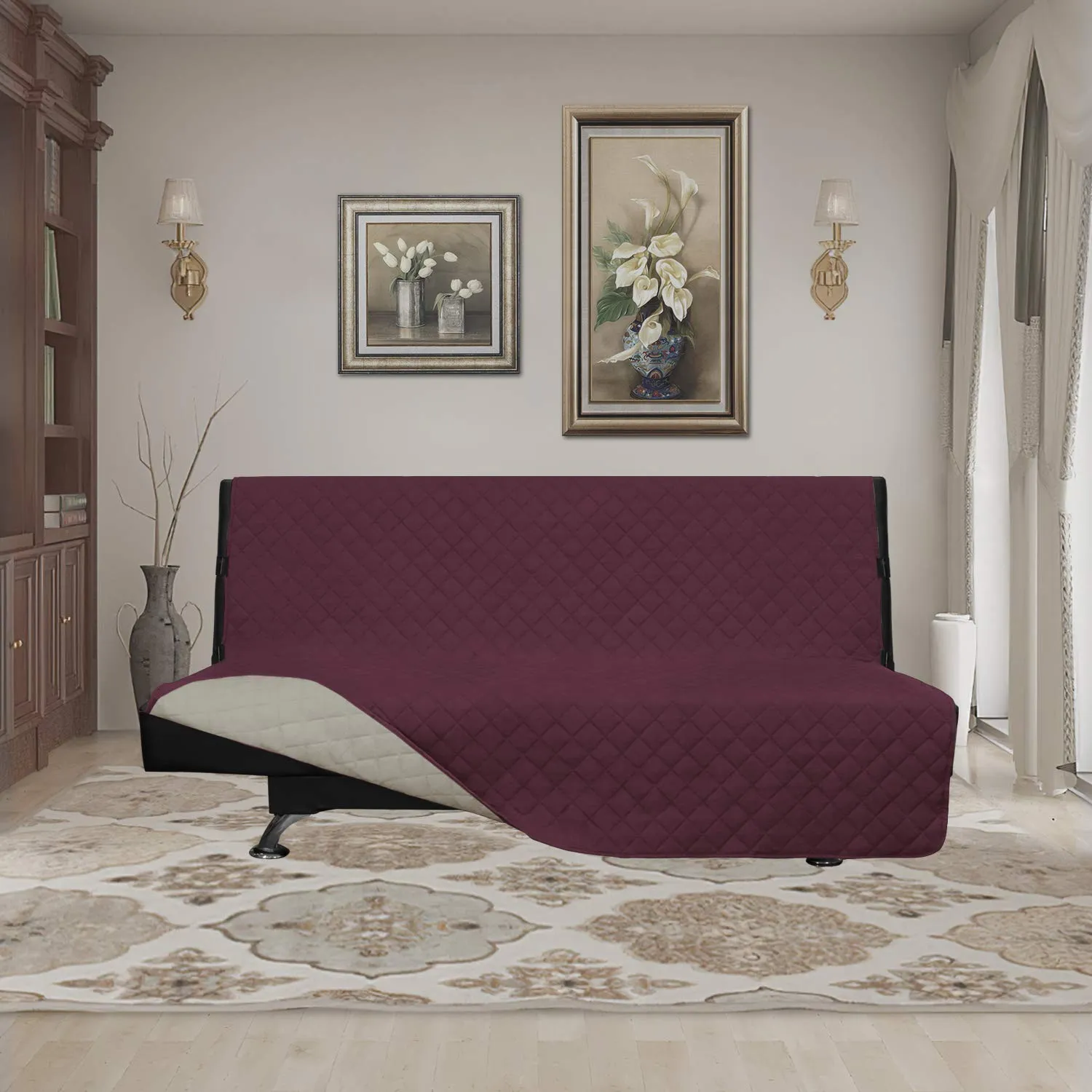 Easy-Going Copridivano Reversibile per Futon Grande, Color Vinaccia - immagine 2