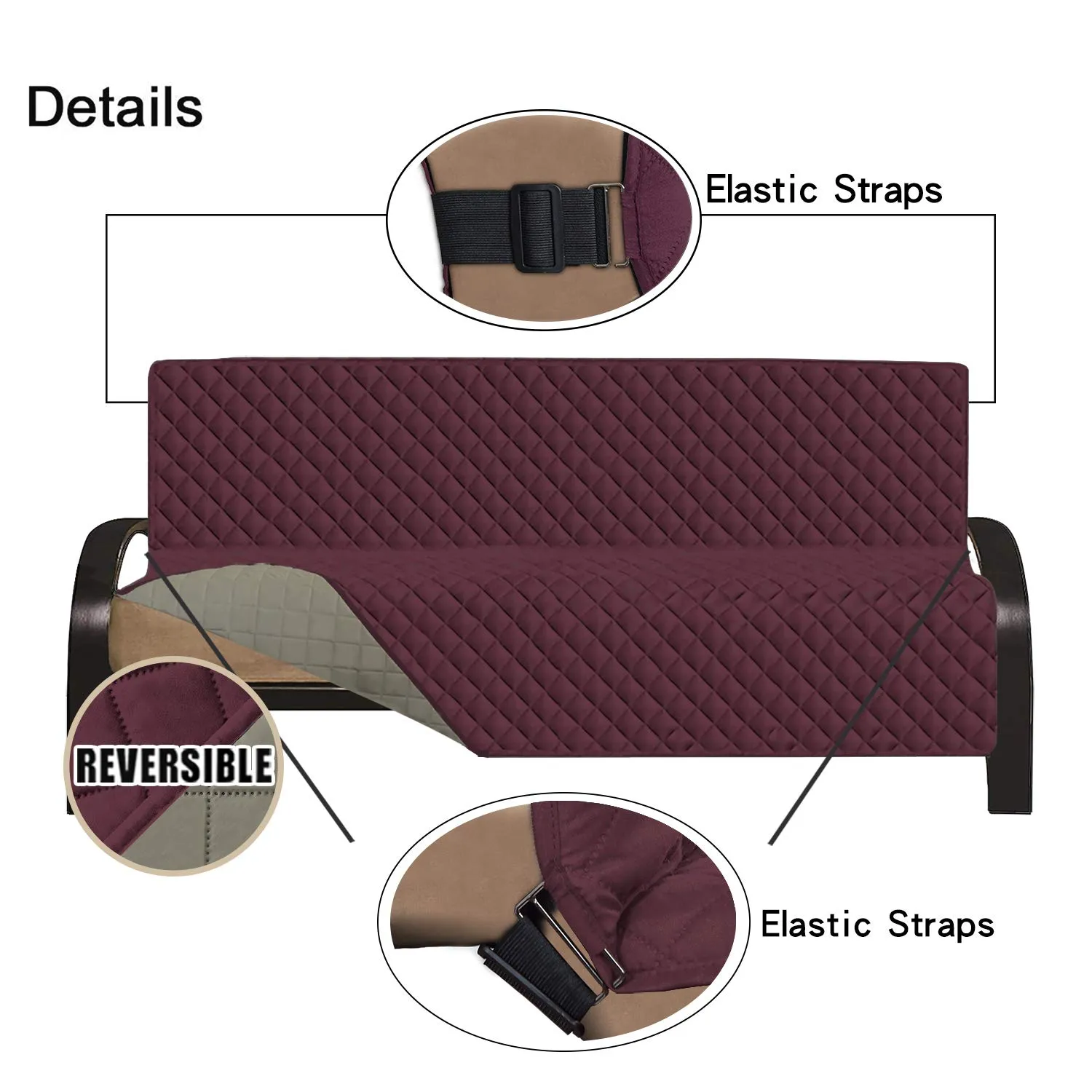 Easy-Going Copridivano Reversibile per Futon Grande, Color Vinaccia - immagine 3