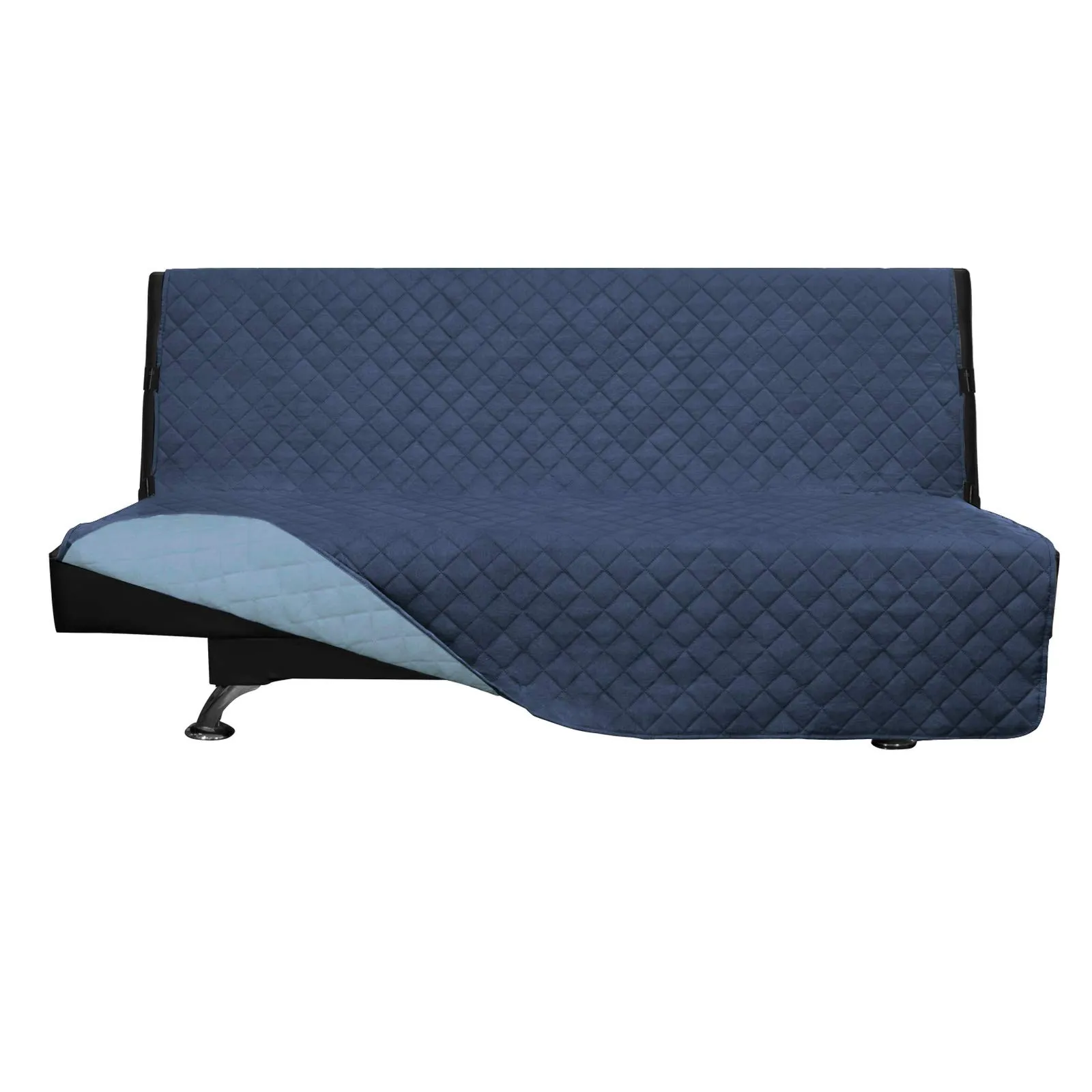 Easy-Going Fodera per divano stile futon reversibile impermeabile, 70'', Blu scuro/Celeste - immagine 1
