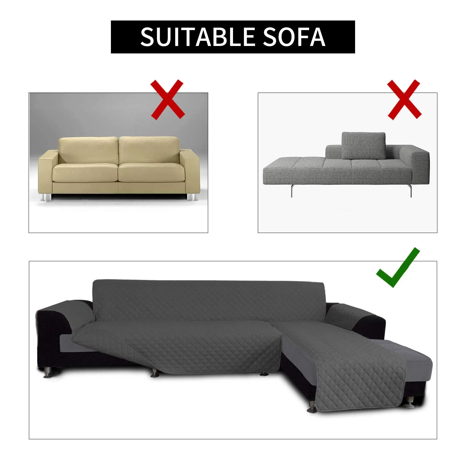 Easy-Going Copridivano Sezionale a Forma di L Reversibile per Animali Domestici, Piccolo, Grigio Scuro - immagine 4