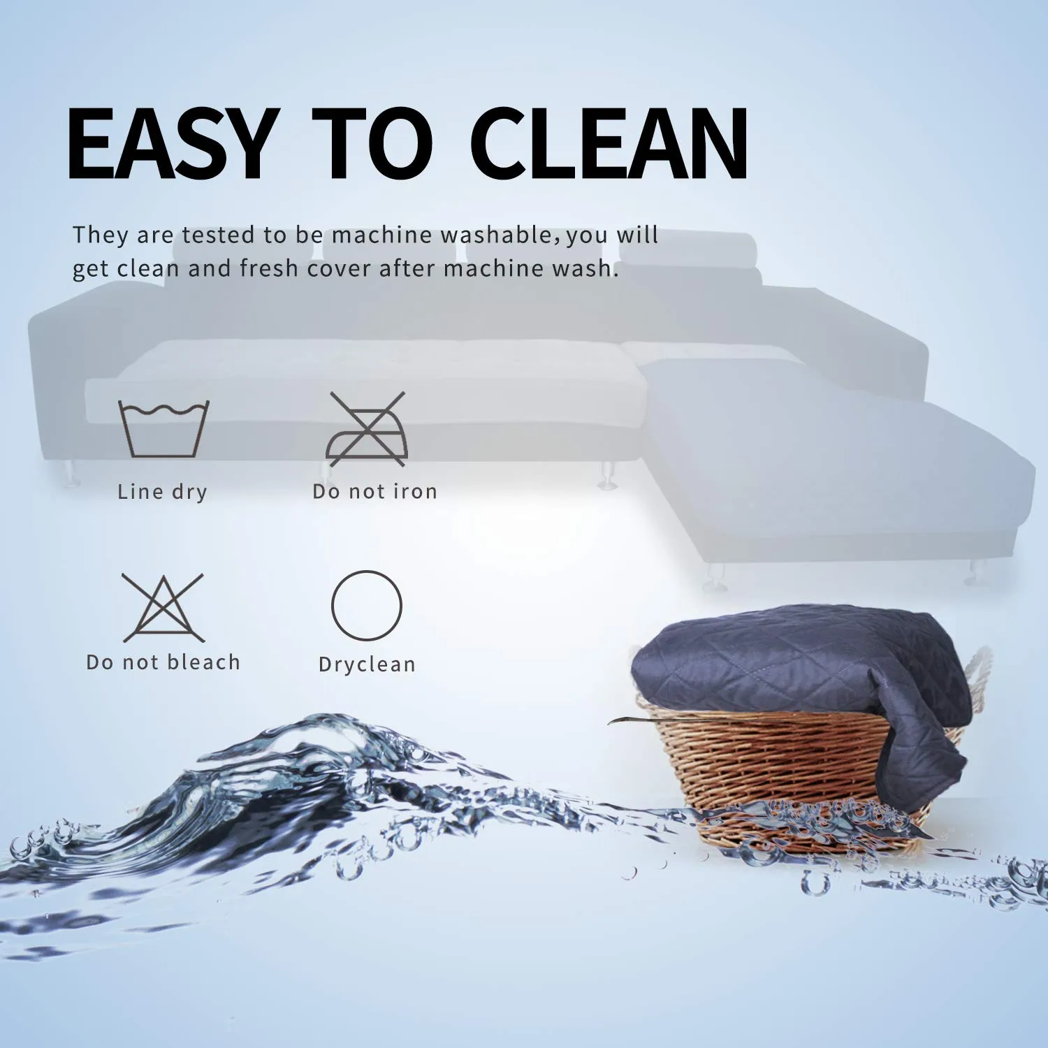Easy-Going Copridivano a forma di L, 106,7 x 172,7 cm, Rettangolare, Reversibile, Blu Scuro - immagine 7