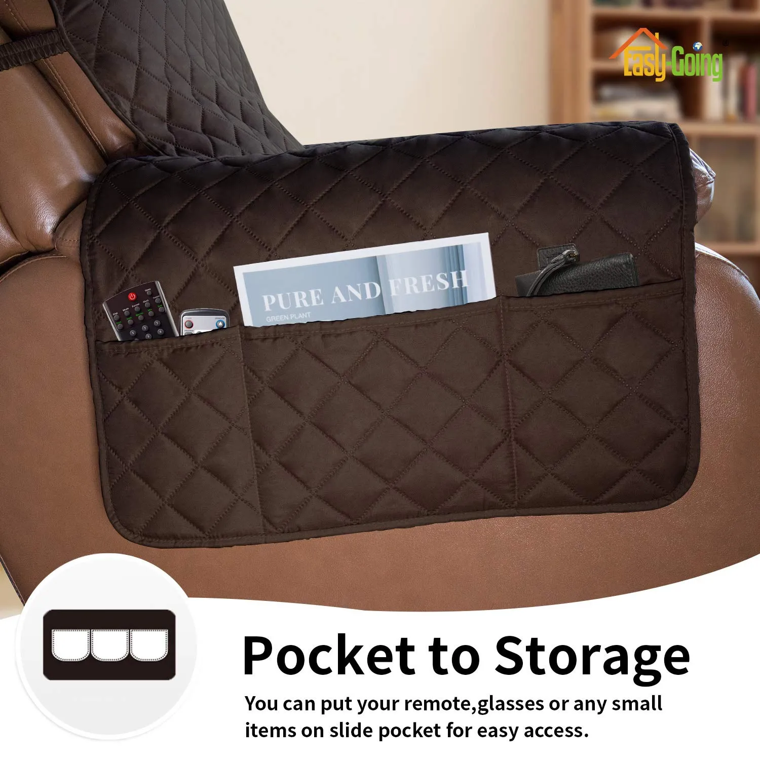 Easy-Going Copridivano Oversize per Poltrona Reclinabile, Impermeabile con Cinghie Elastiche, Large Recliner - immagine 3