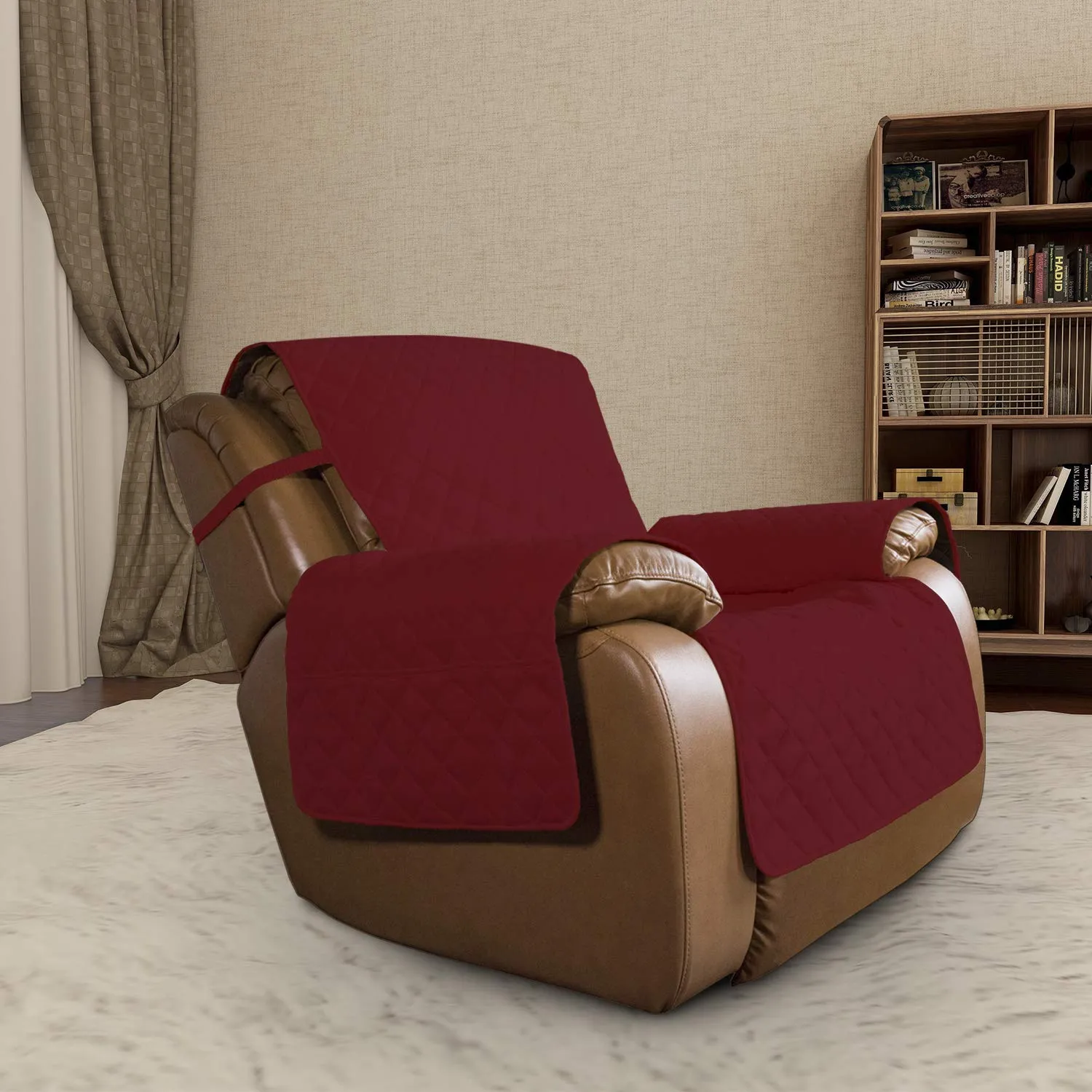 Easy-Going Copridivano Reversibile Oversize per Poltrona Reclinabile, Impermeabile, Rosso Natale/Avorio - immagine 2