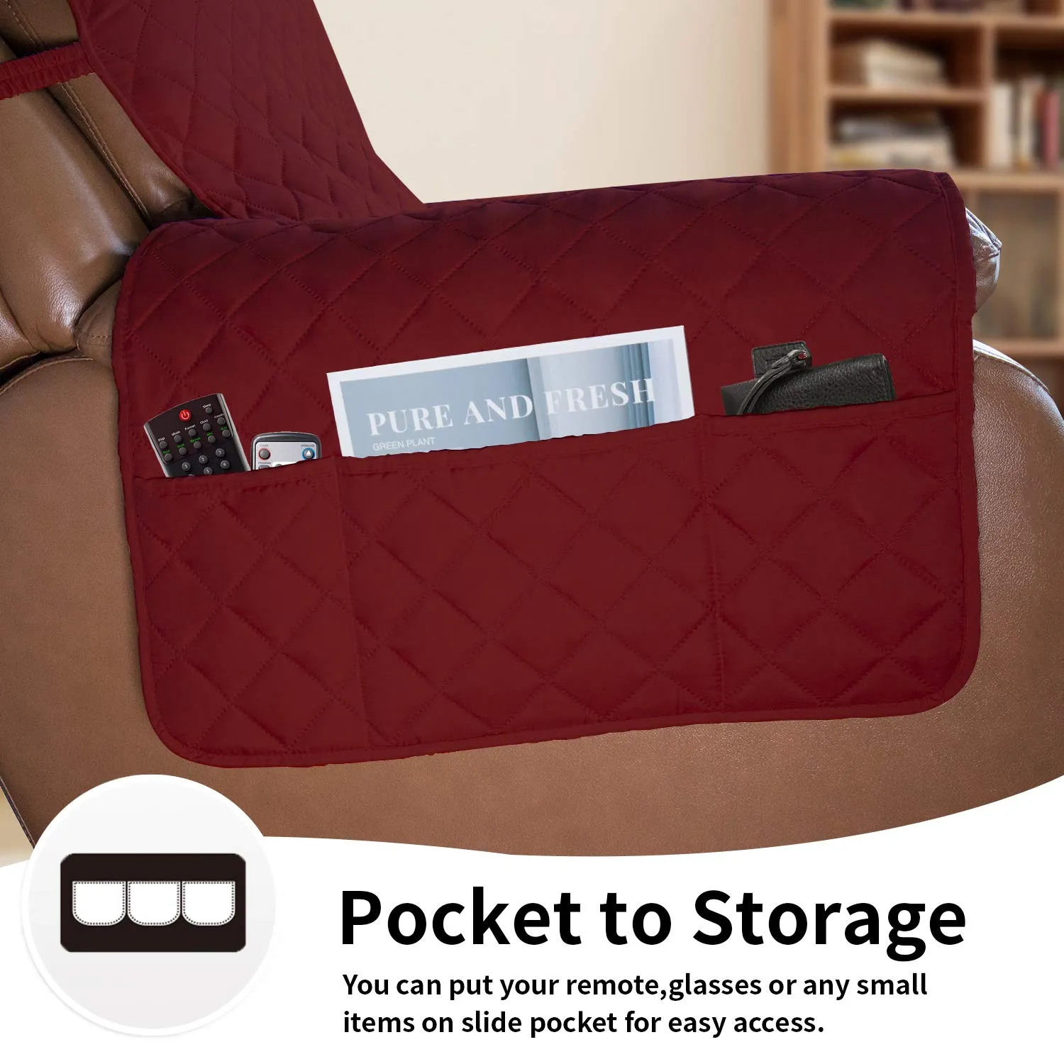 Easy-Going Copridivano Reversibile Oversize per Poltrona Reclinabile, Impermeabile, Rosso Natale/Avorio - immagine 3