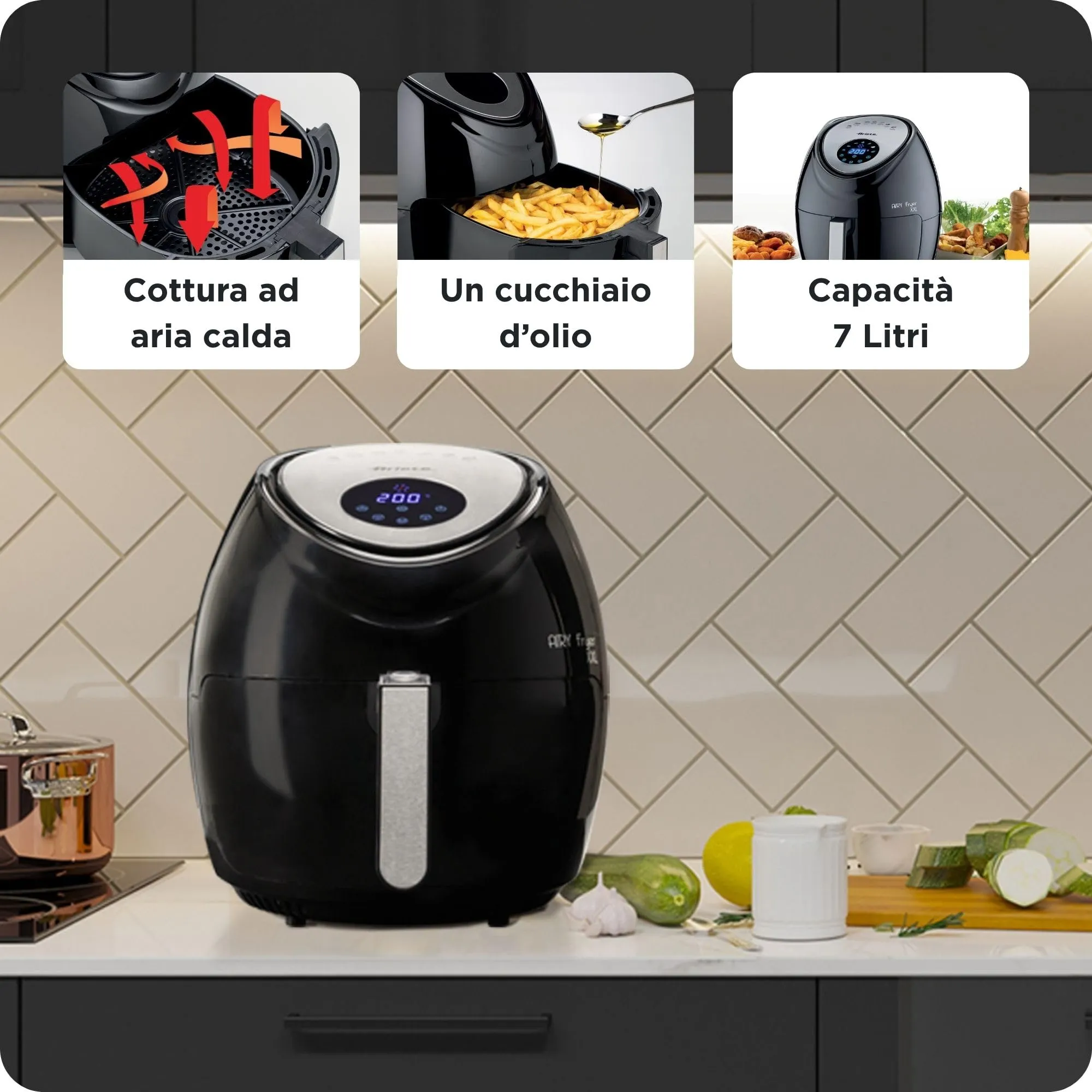 Ariete 4618 Airy Fryer XXL, 7 Litri, 1800 Watt, Nero - immagine 6