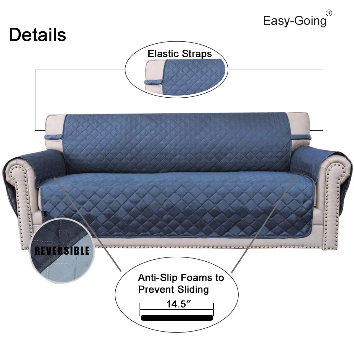 Easy-Going Copridivano Reversibile Oversize Impermeabile per Animali Domestici, Blu Scuro/Azzurro - immagine 3